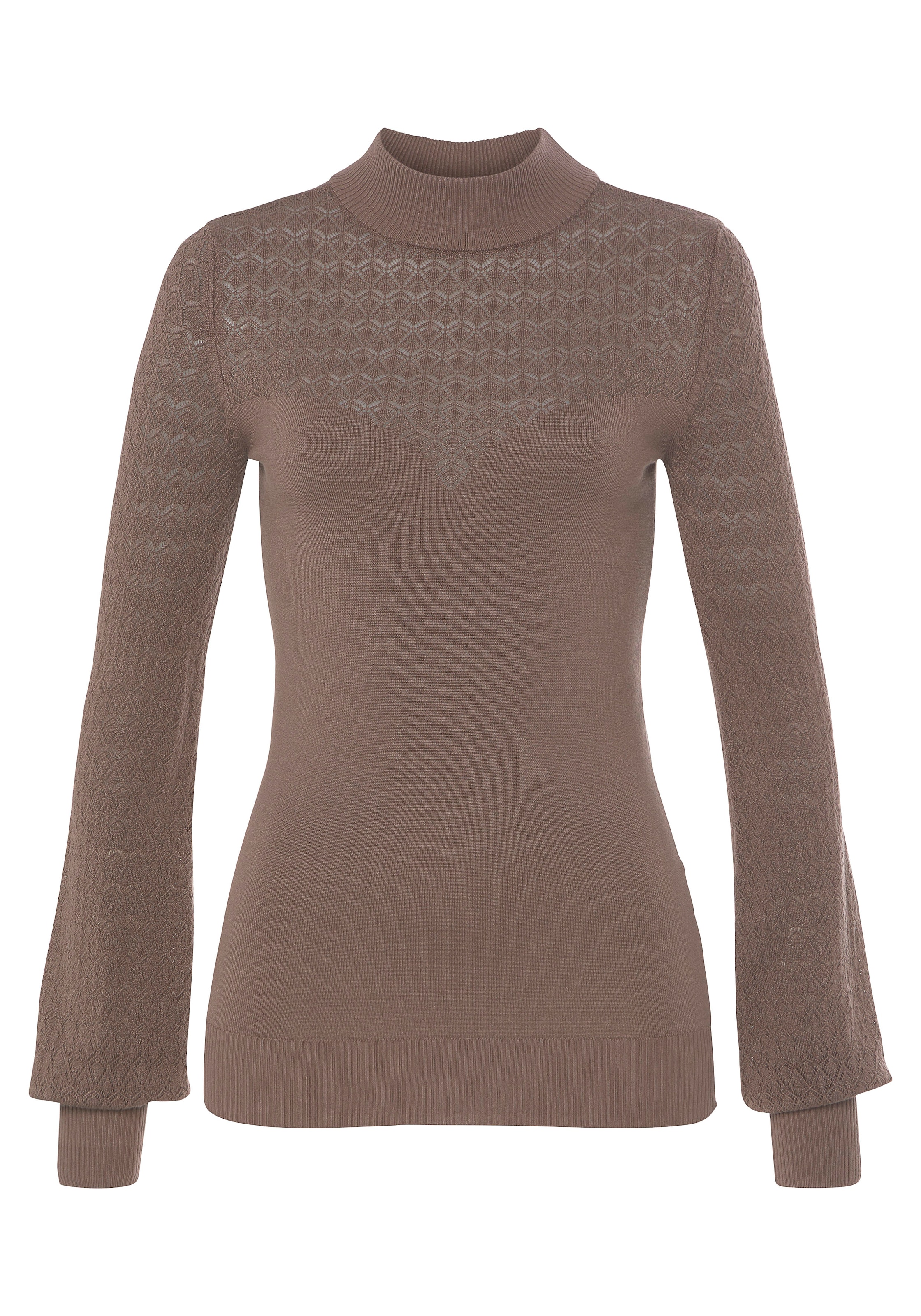 Melrose Stehkragenpullover, mit Ajourstrick