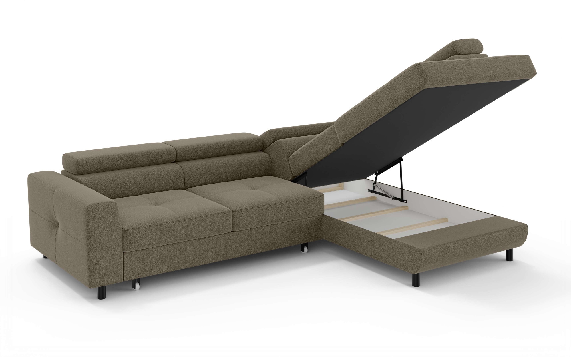 OTTO home Ecksofa »AADEN Schlafsofa 254 cm - OTTO. Verlässliche Qualität.« mit Bettfunktion, Bettkasten, Kopfstützen, rechts/links bestellbar