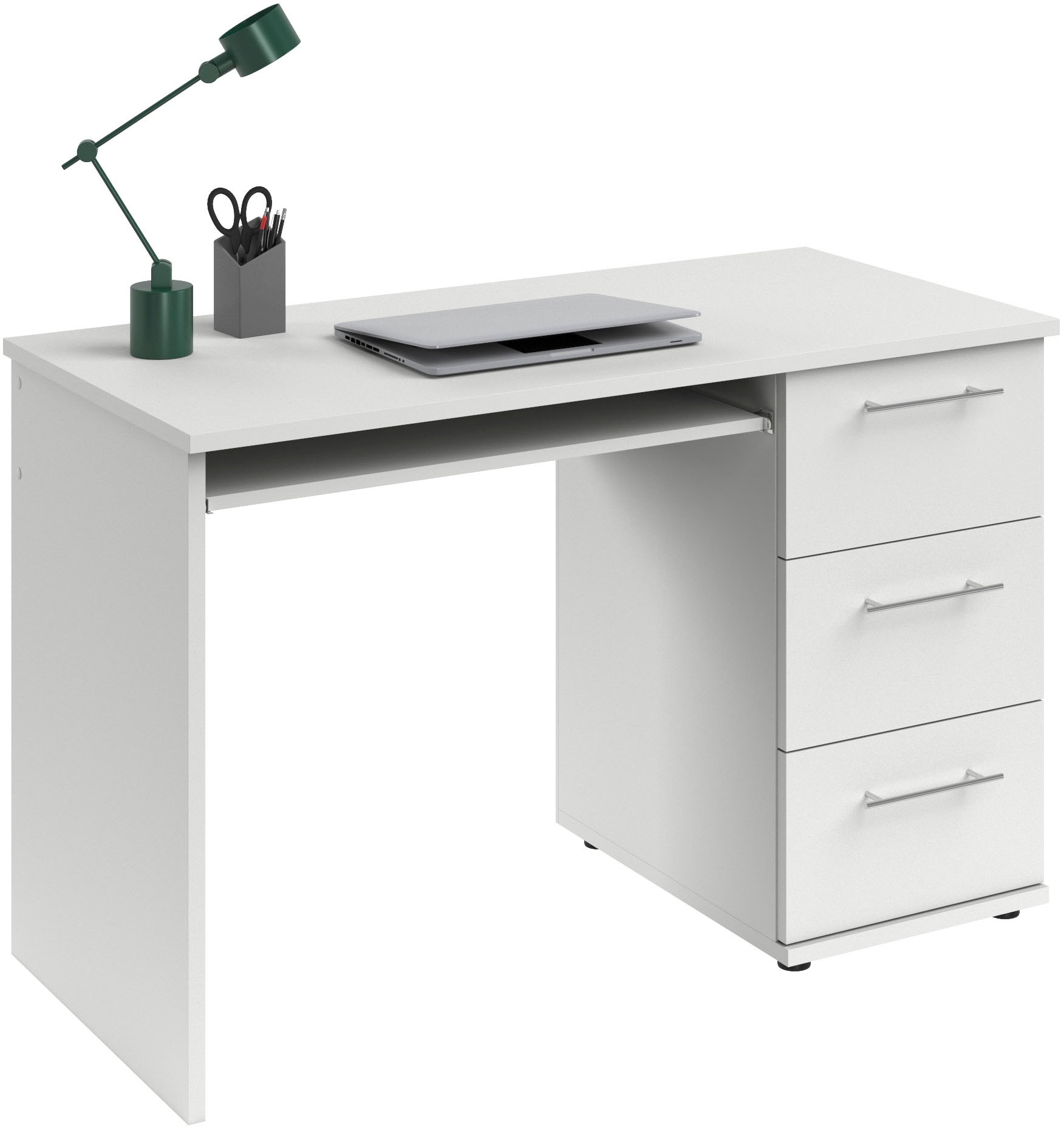 VOGL Möbelfabrik Schreibtisch »Tobi, optional mit Tastaturauszug,«, mit 3 Schubkästen, Breite 115 cm, Made in Germany