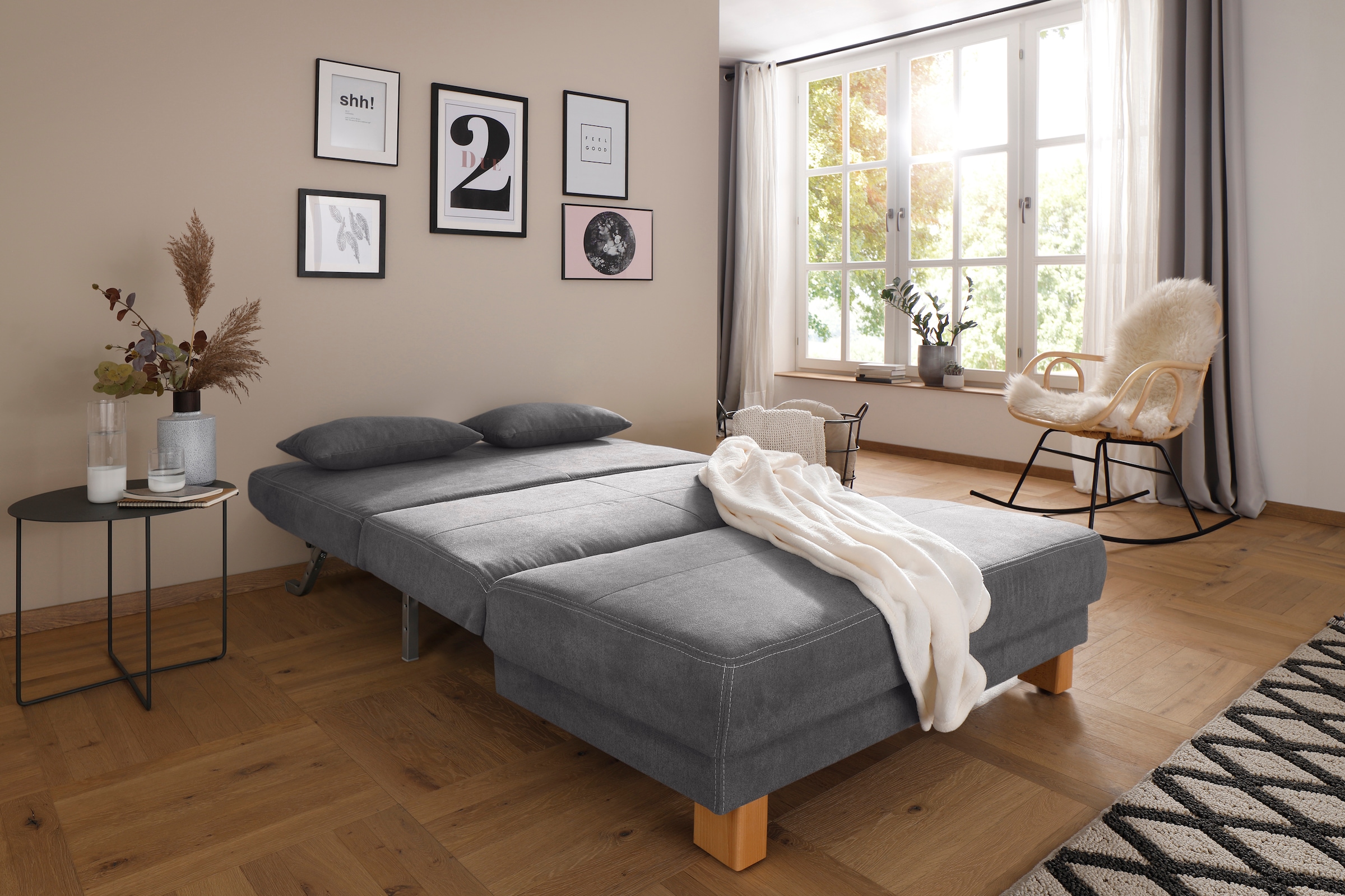 Home affaire Schlafsofa »Gina«, vom Sofa zum Bett mit einem Handgriff, in 4 Breiten, Nierenkissen