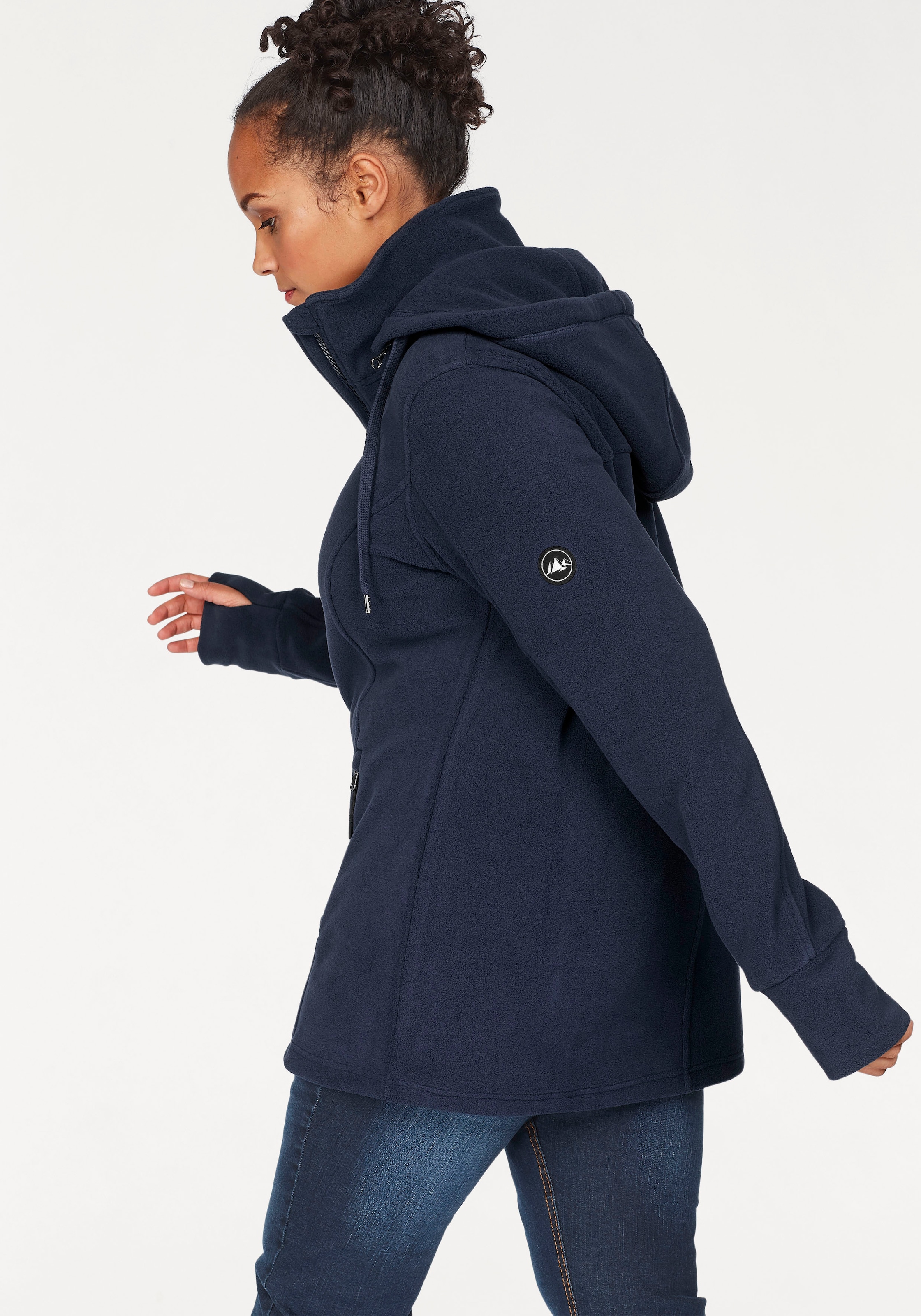 Polarino Fleecejacke, mit Kapuze, für kalte Tage, aus Fleece, sportlicher Stil, atmungsaktiv