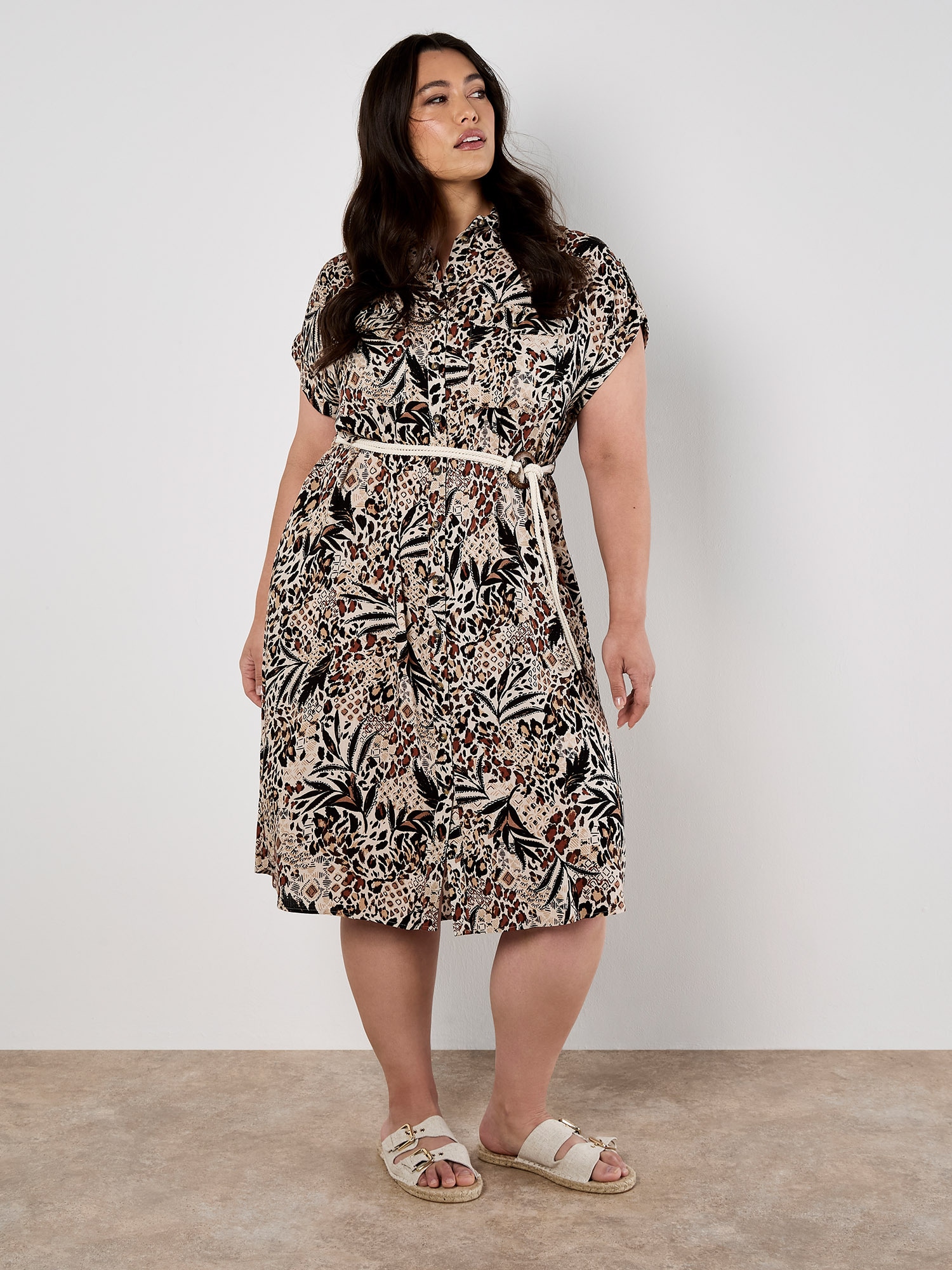 Apricot Hemdblusenkleid »Midikleid« 2 tlg. mit Kordel