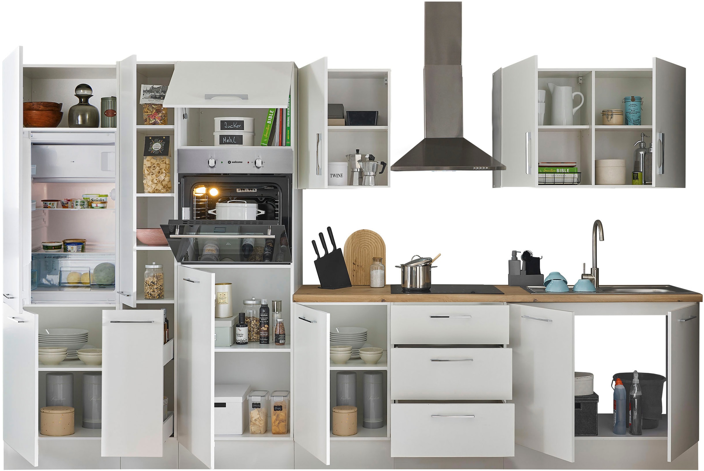 BASIC by Balculina Küchenzeile »Turin«, Breite 360 cm, wahlweise mit E-Geräten