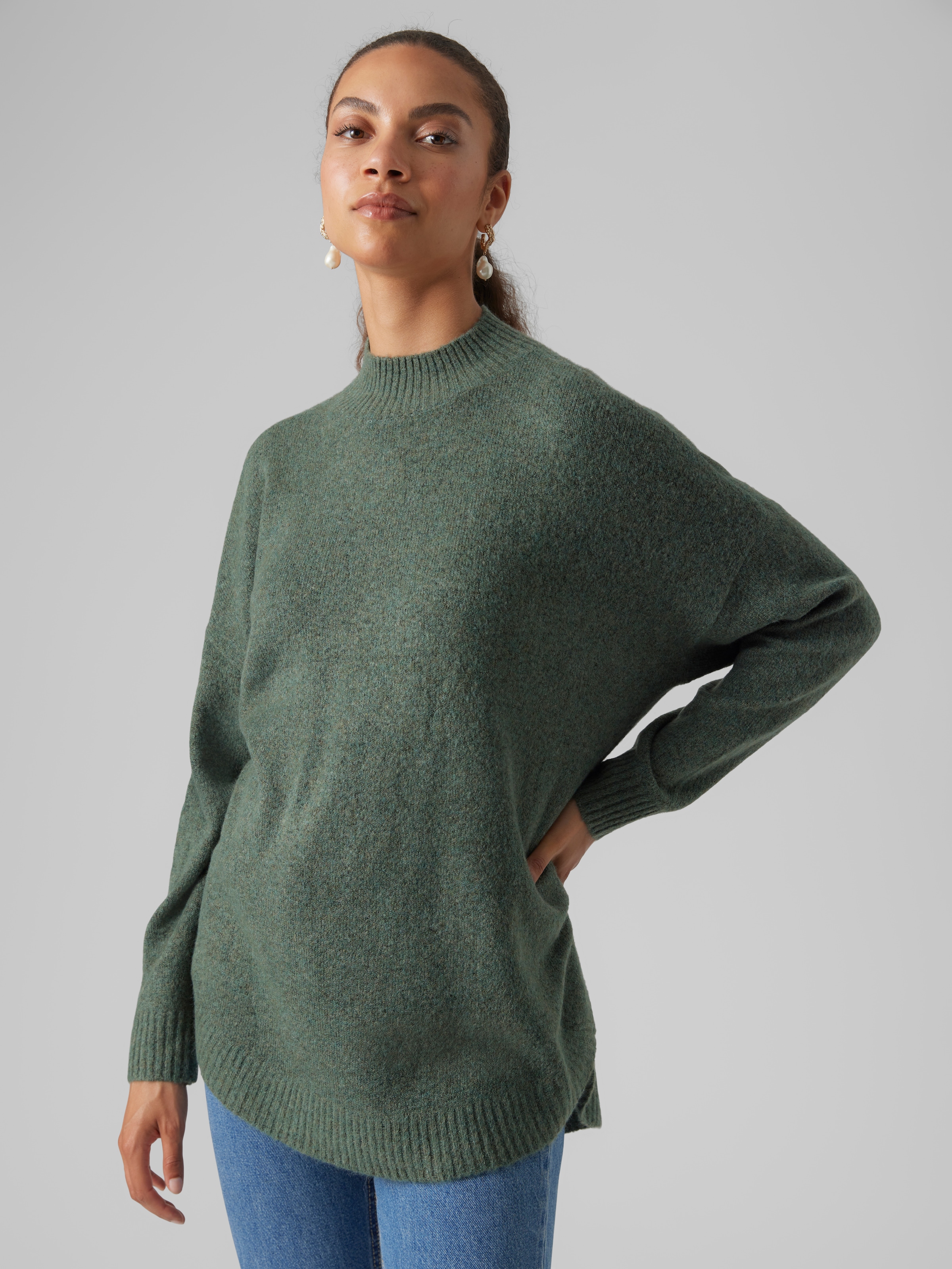 Vero Moda Strickpullover »VMPLAZA LS HIGHNECK LONG PULLOVER GA BOO«