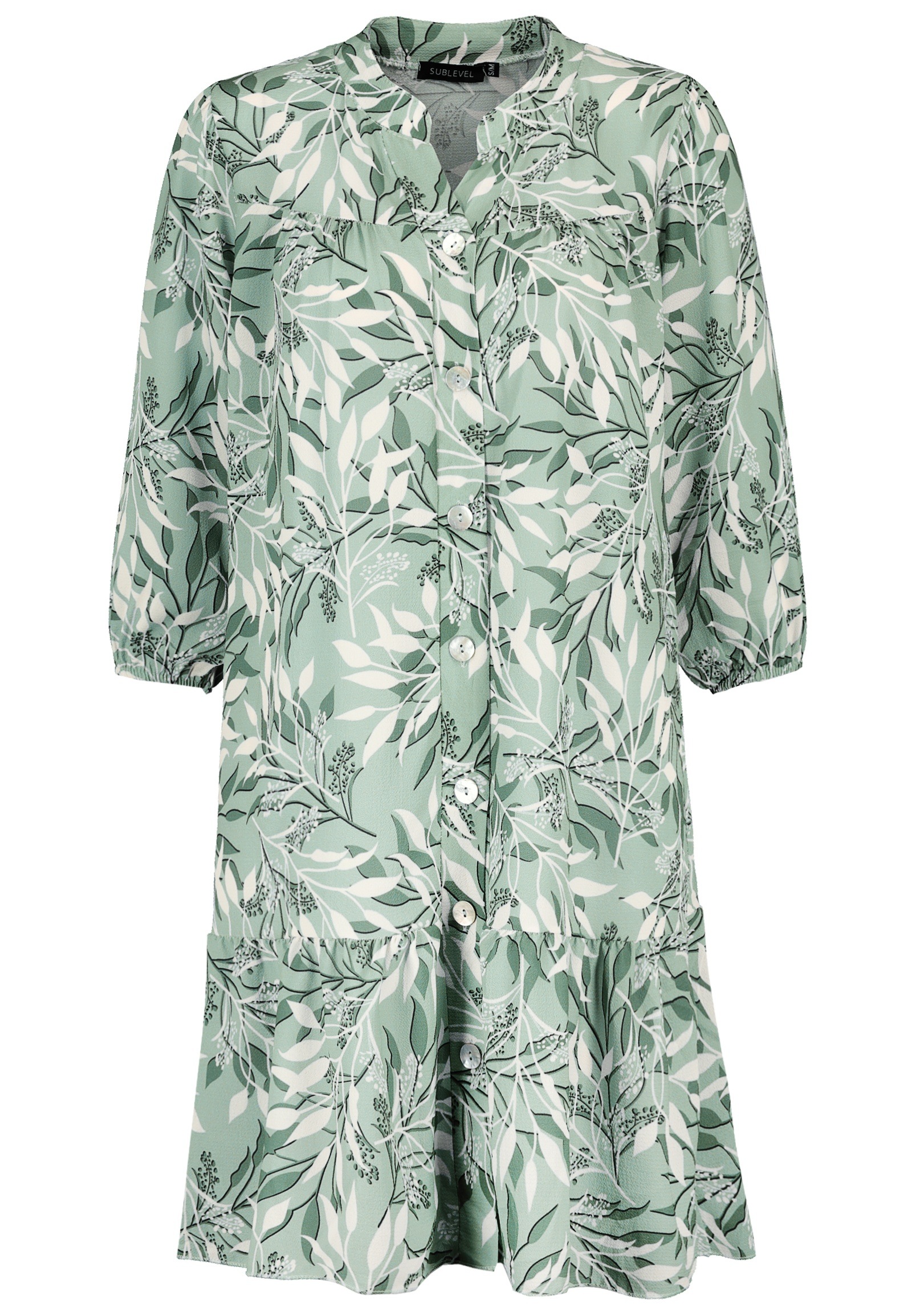 SUBLEVEL A-Linien-Kleid, mit Blätterprint