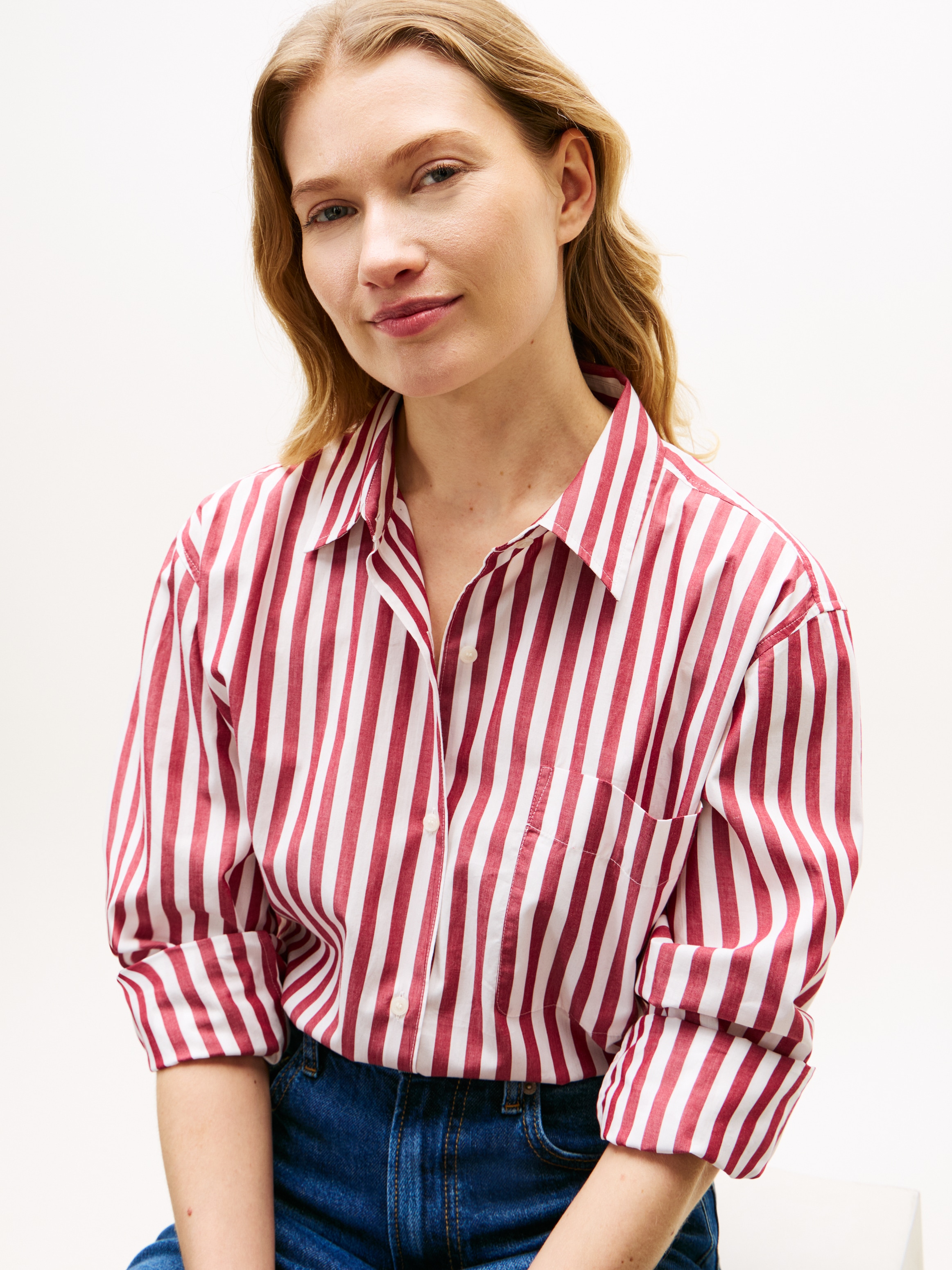 Tommy Hilfiger Langarmbluse »ESS POPLIN EASY FIT SHIRT« Baumwolle