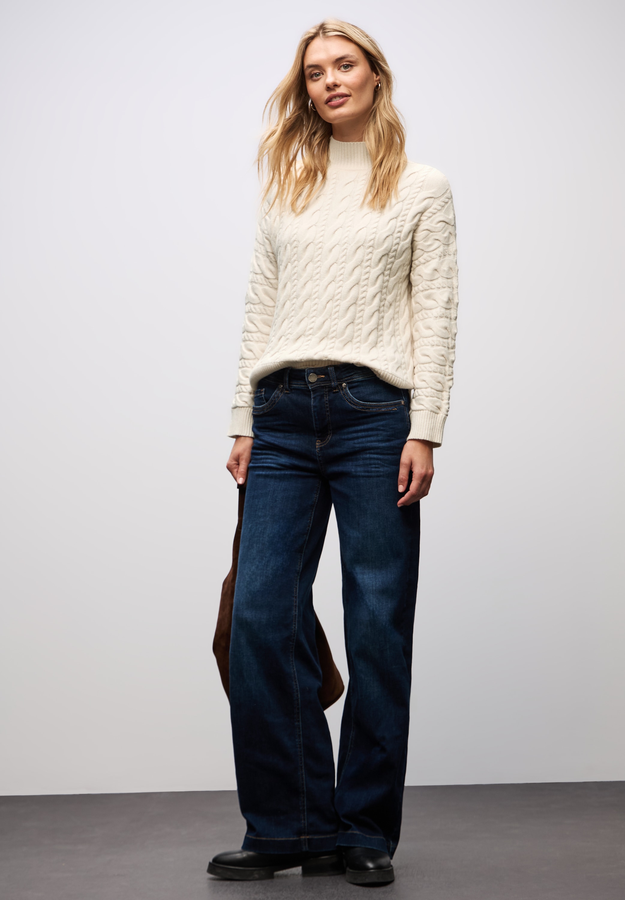 STREET ONE Rollkragenpullover mit Zopfmuster