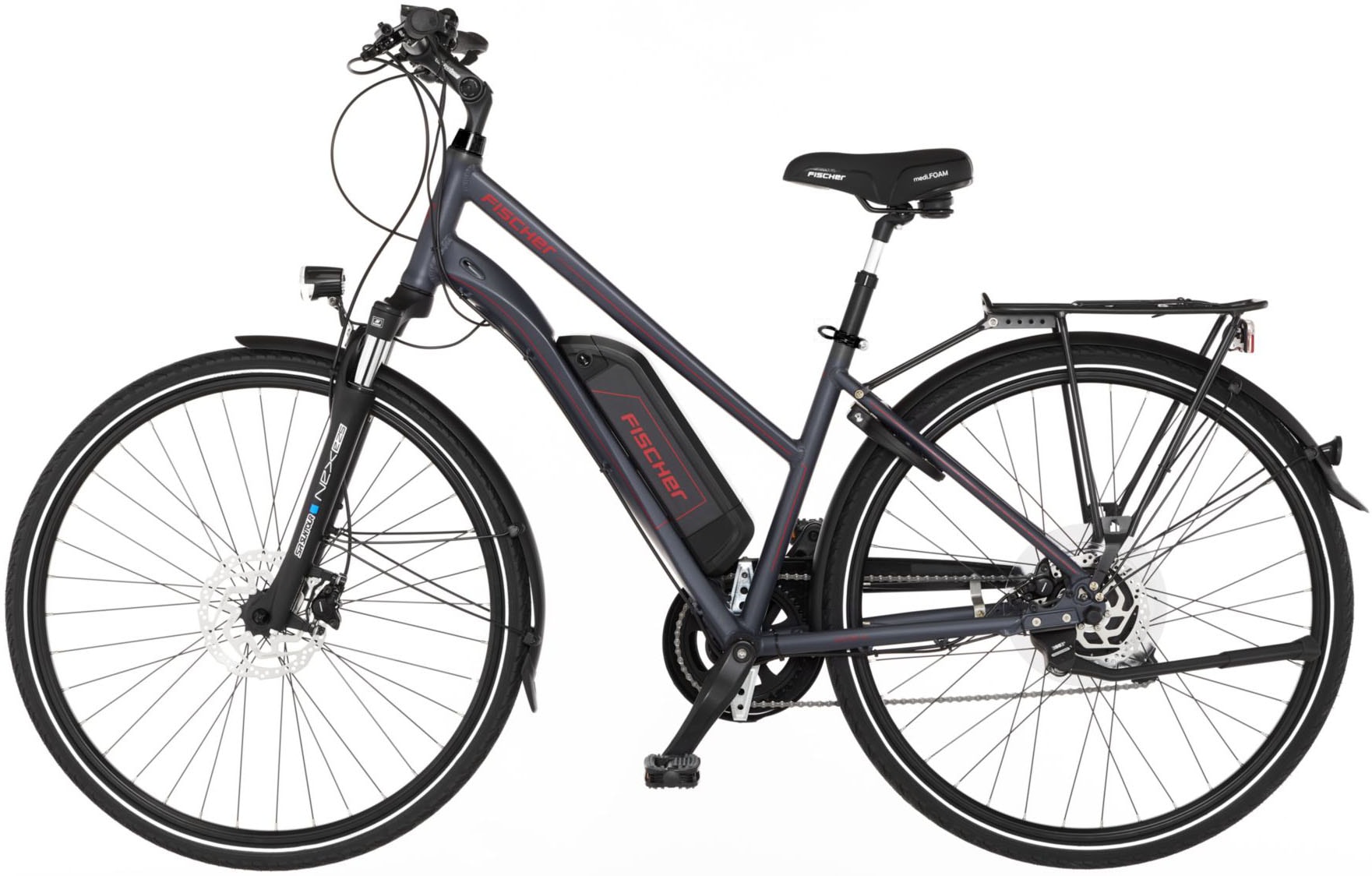 FISCHER Fahrrad E-Bike »VIATOR 1.0 Trapez 44«, 8 Gang, Shimano, Acera, Heckmotor 250 W, (mit integr. Rahmenschloss), Pedelec, Elektrofahrrad für Damen u. Herren