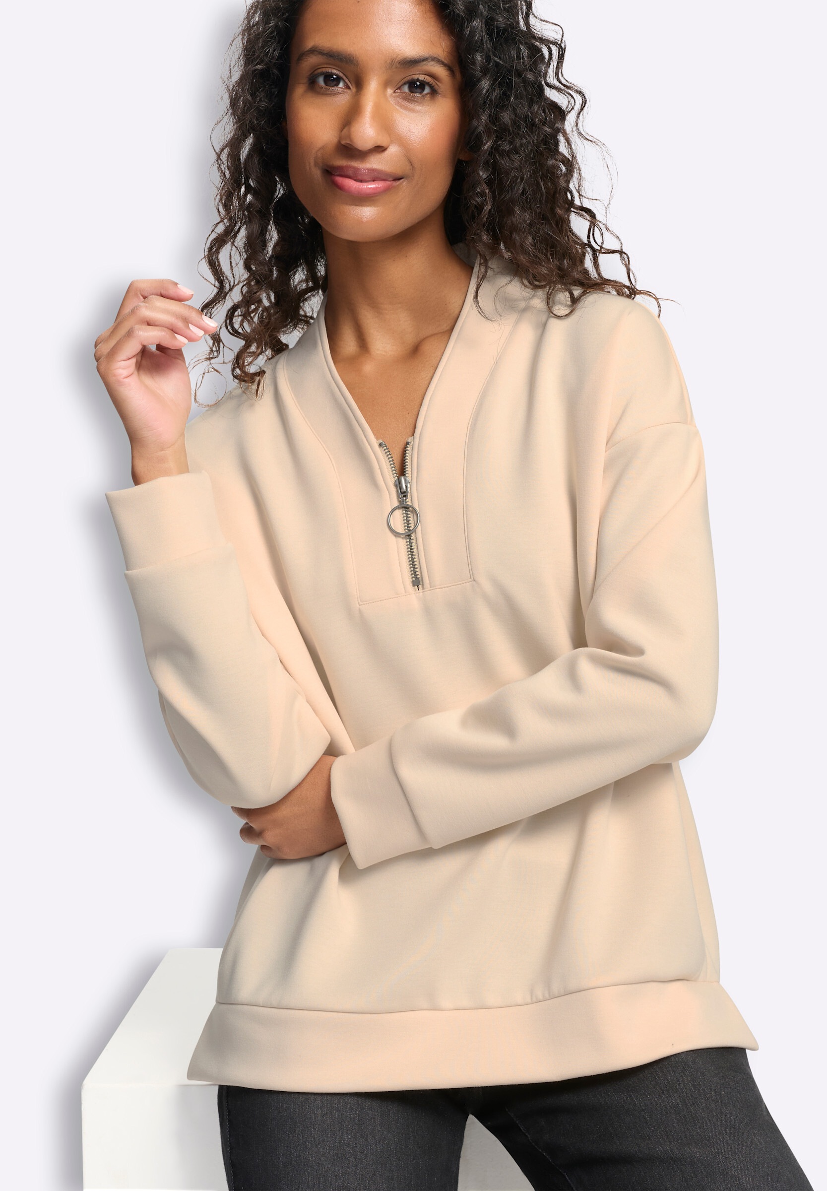 heine Sweatshirt »Sweatshirt Stehkragenshirt mit Seitenschlitzen«
