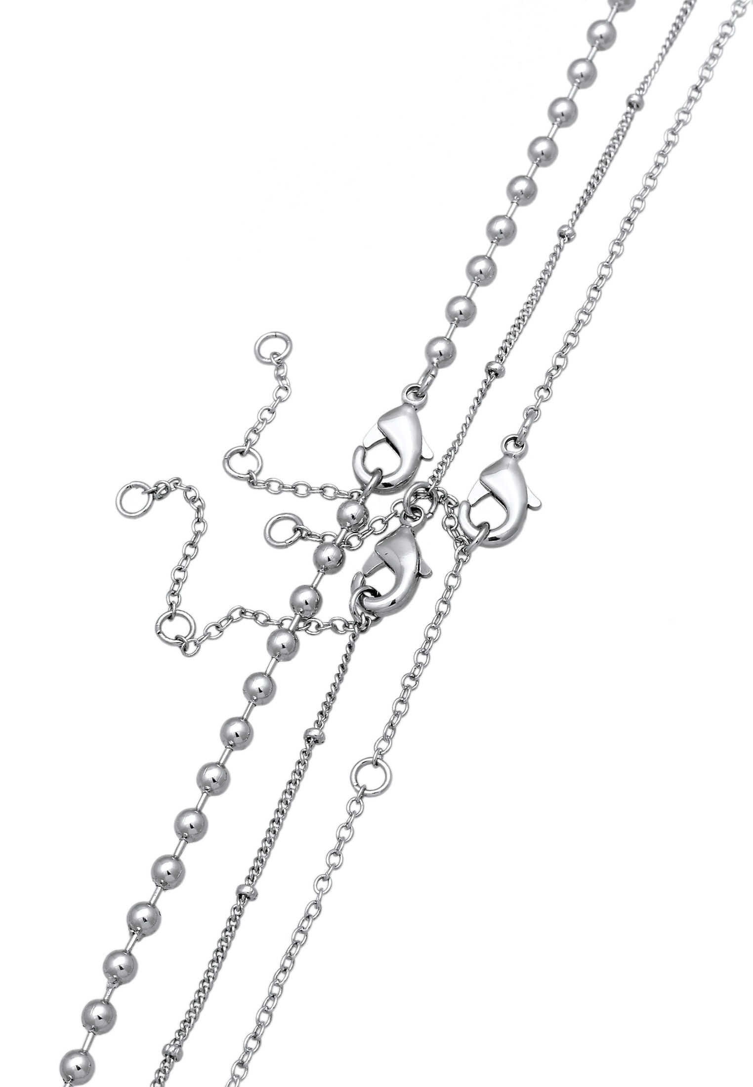 Elli Silberkette »Halskette Y-Kette Layer Kugel Perlen Design Silberfarben 3er Set«