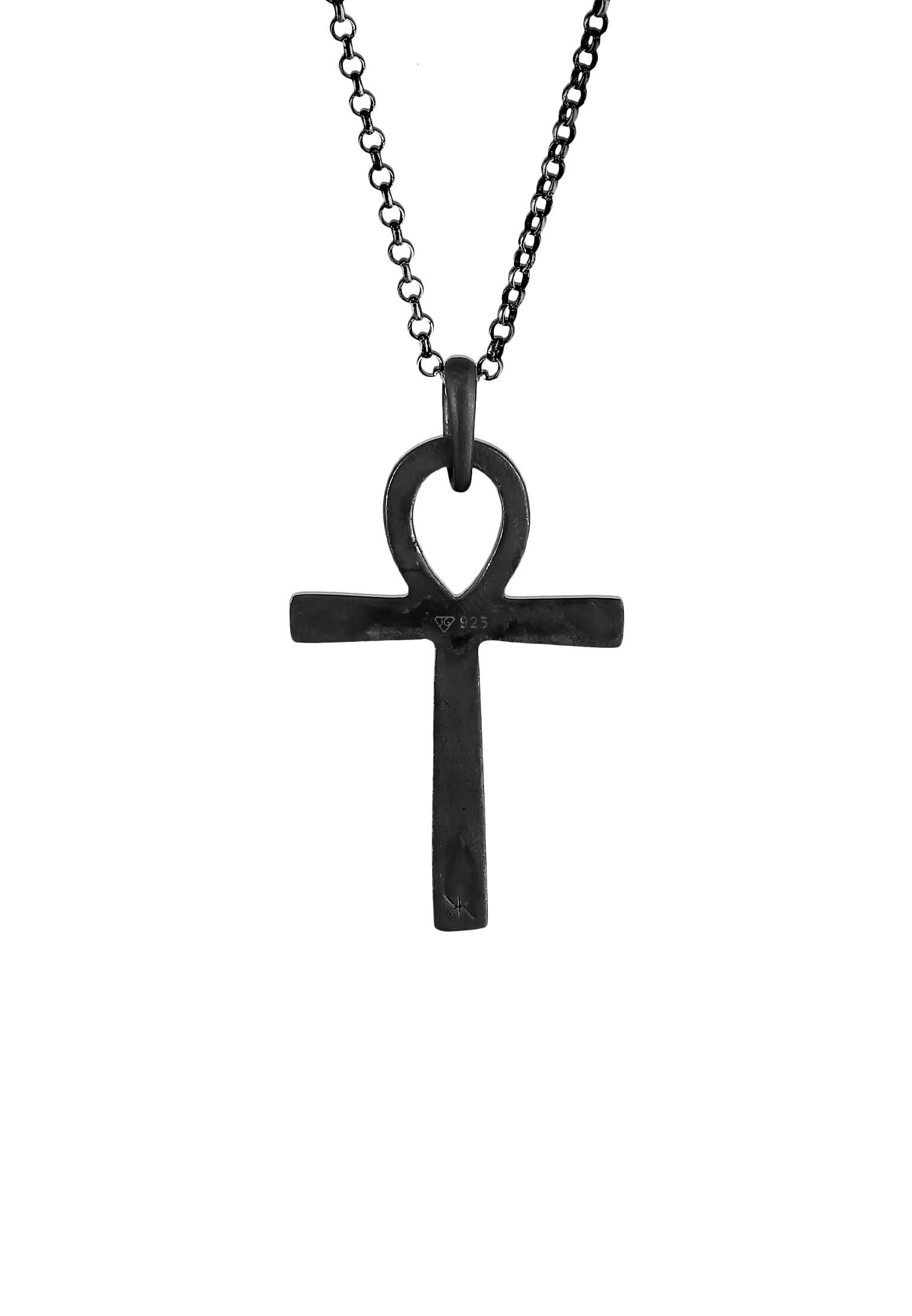 Kuzzoi Lange Kette »Halskette Herren Ankh Kreuz Anhänger 925 Silber«