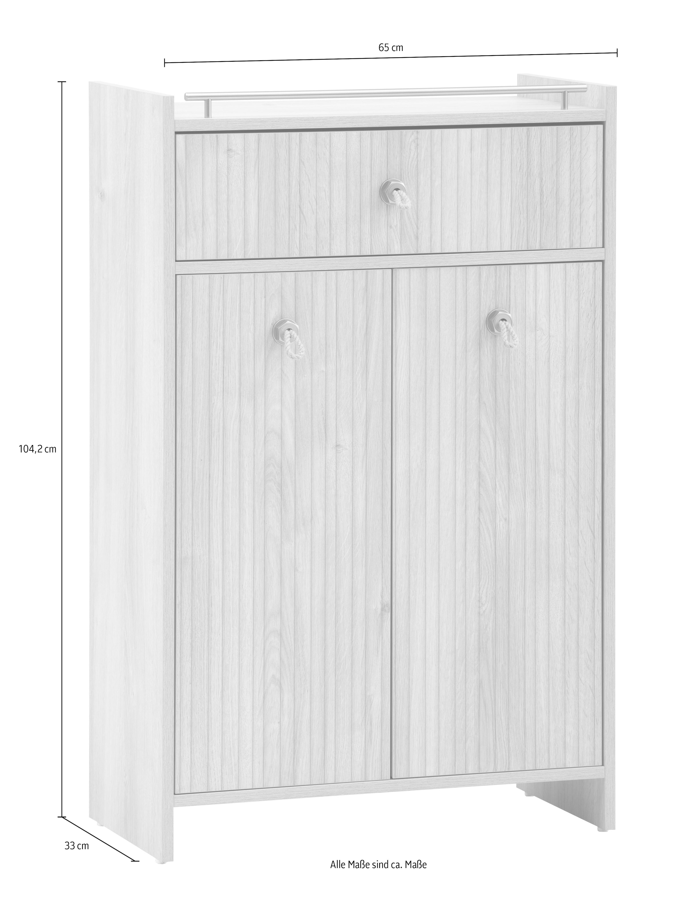 Schildmeyer Midischrank »SONDERBY, 2 Türen & Schublade, Höhe 104,2 cm, MADE IN GERMANY« 1 Stk. tlg. Seilgriffe im maritimen Look, MADE IN GERMANY
