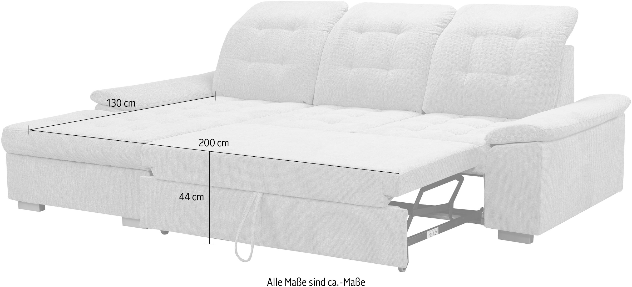 WERK2 Ecksofa »Carmen, 264 x 170 cm, mit Bettfunktion & Bettkasten, L-Form« inkl. Kopfteilverstellung, optional Sitztiefenverstellung