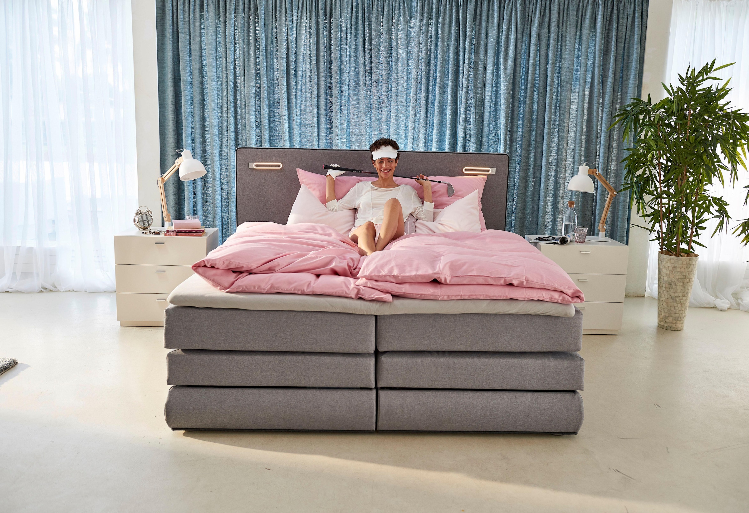 COLLECTION AB Boxspringbett »Rubona«, inkl. Bettkasten, LED-Beleuchtung und Topper