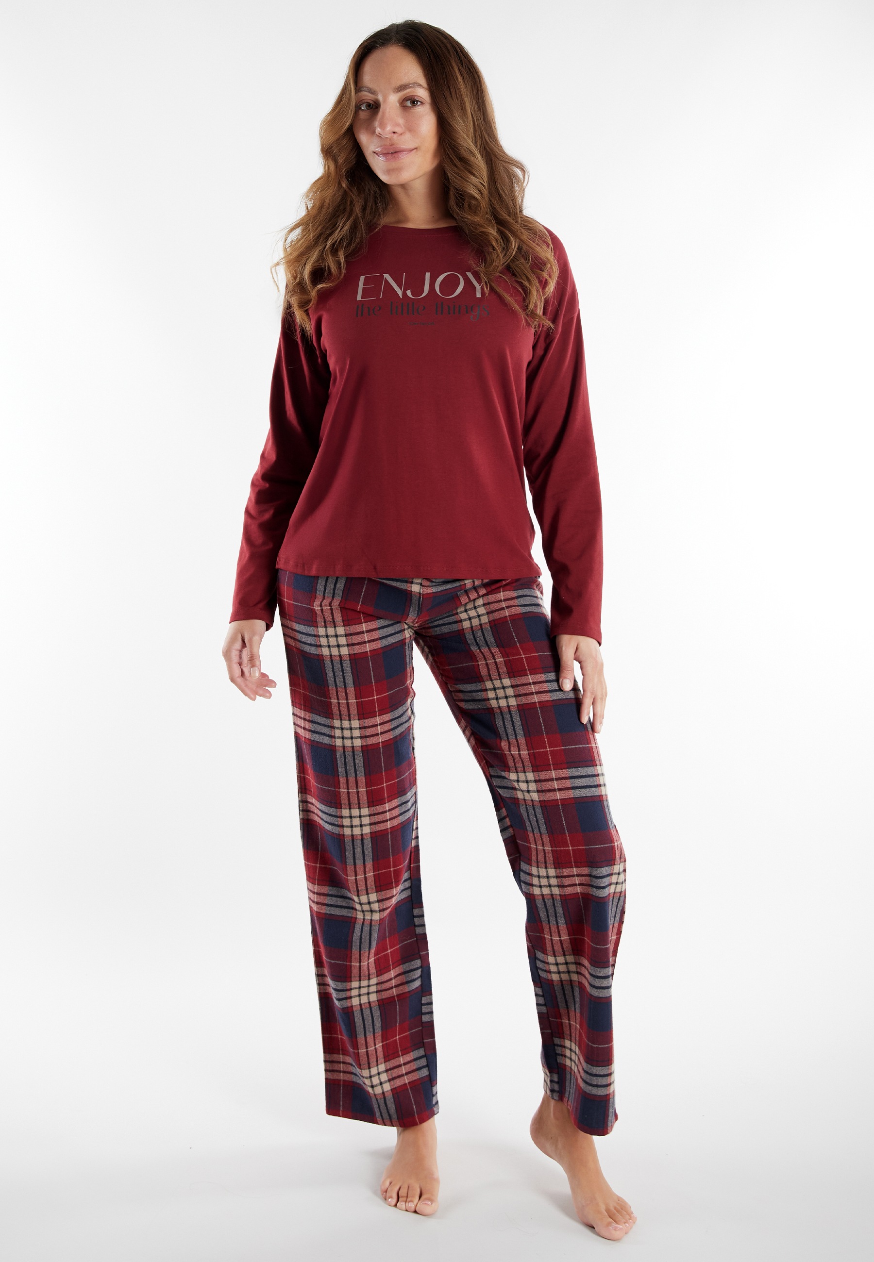 Tom Tailor Damen Schlafanzug »Xanthi« Rundhalsausschnitt in rot, Größe 44 (XXL)