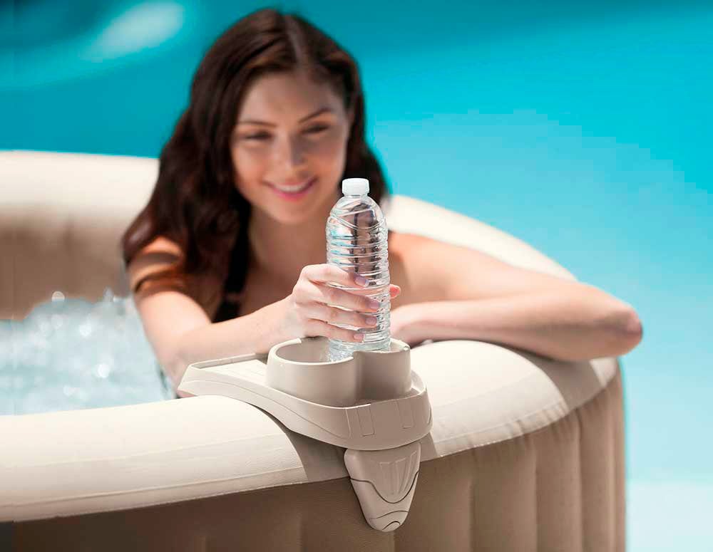 Intex Ablagetisch »PureSPA Whirlpool Wellnessset: 1 Getränkehalter & 2 Premiumkopfstützen«, 3-teiliges Set: 1 Getränkehalter und 2 Kopfstützen