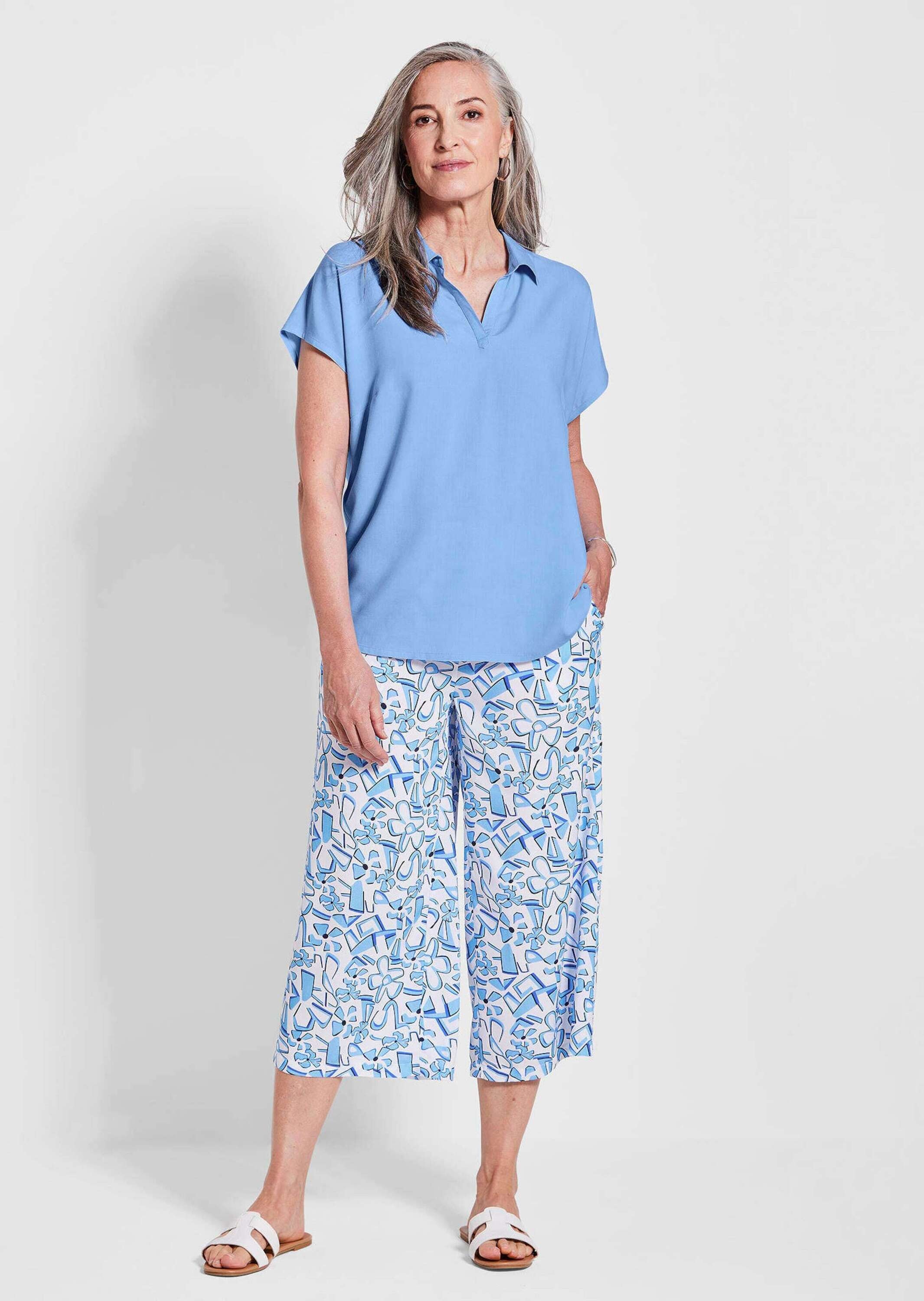 GOLDNER Klassische Bluse »Uni Bluse mit Hemdkragen« superangenhme fliessende Viskose