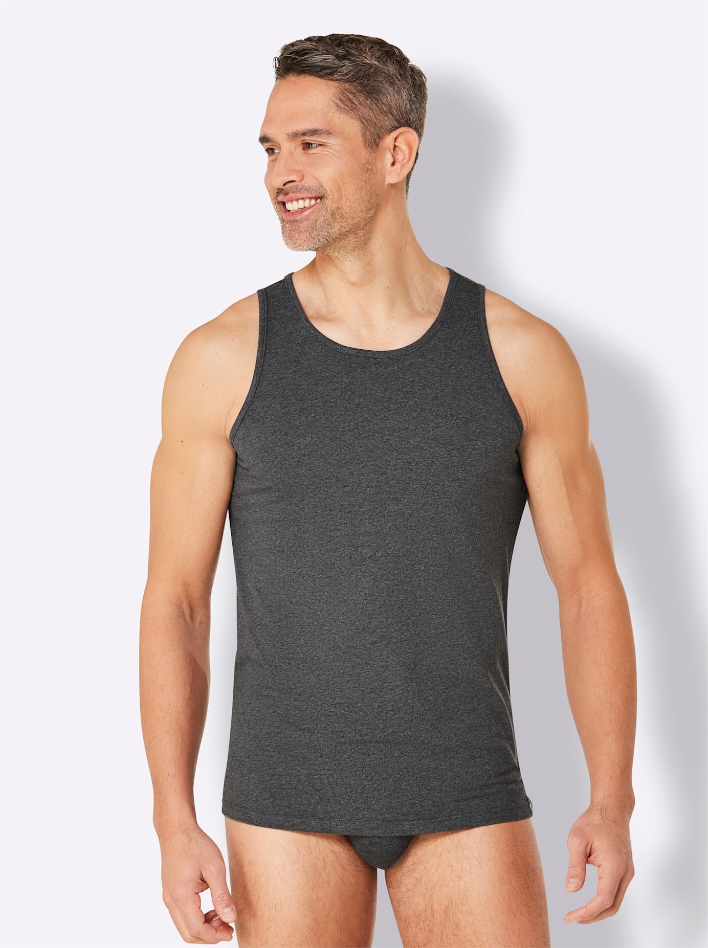 HerrenAchselhemd2Stk.tlg. in grau, Größe 8