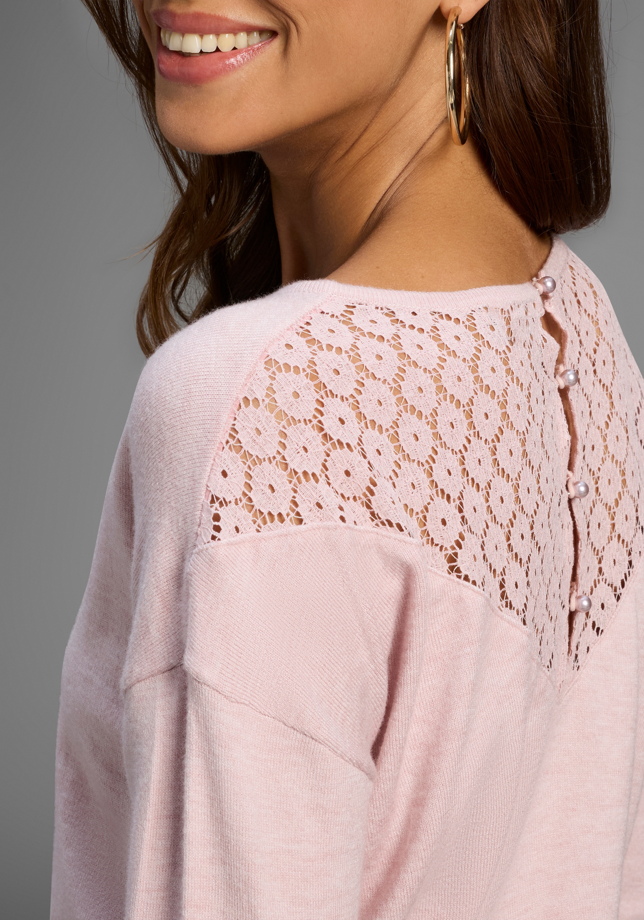 Laura Scott Strickpullover, mit Spitzendetial - NEUE KOLLEKTION