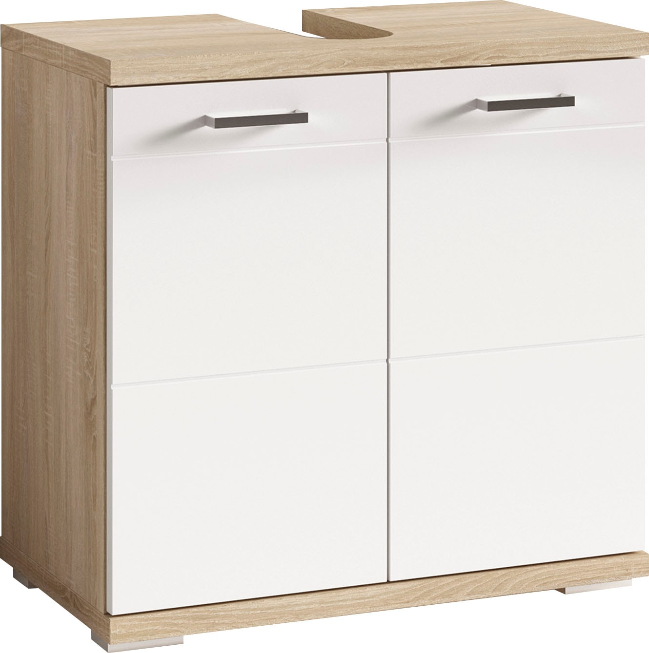 byLIVING Waschbeckenunterschrank »Nebraska«, Breite 60 cm, mit Hochglanzlackierung und verchromten Metallgriffen