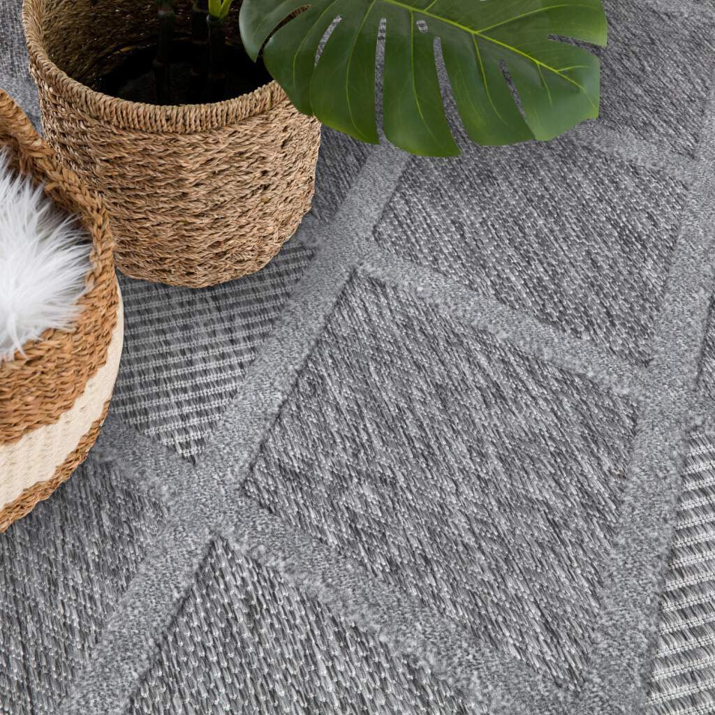 Carpet City Teppich »In-& Outdoorteppich Santorini 457, 3D-Effekt, Raute-Look«, rechteckig, 5 mm Höhe, Wetterfest & UV-beständig für Terrasse, Balkon, Küche, Flur