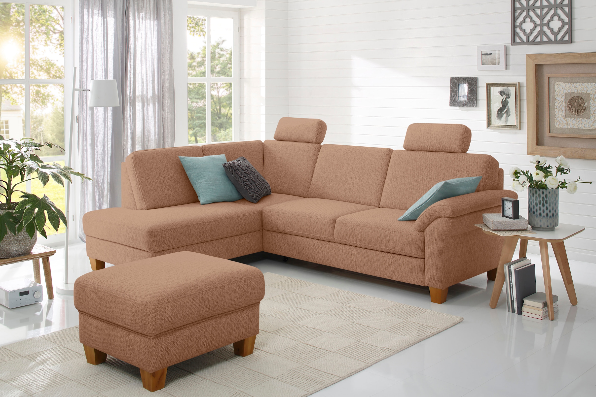 Home affaire Ecksofa »Borkum L-Form«, mit Federkern, wahlweise mit Bettfunktion