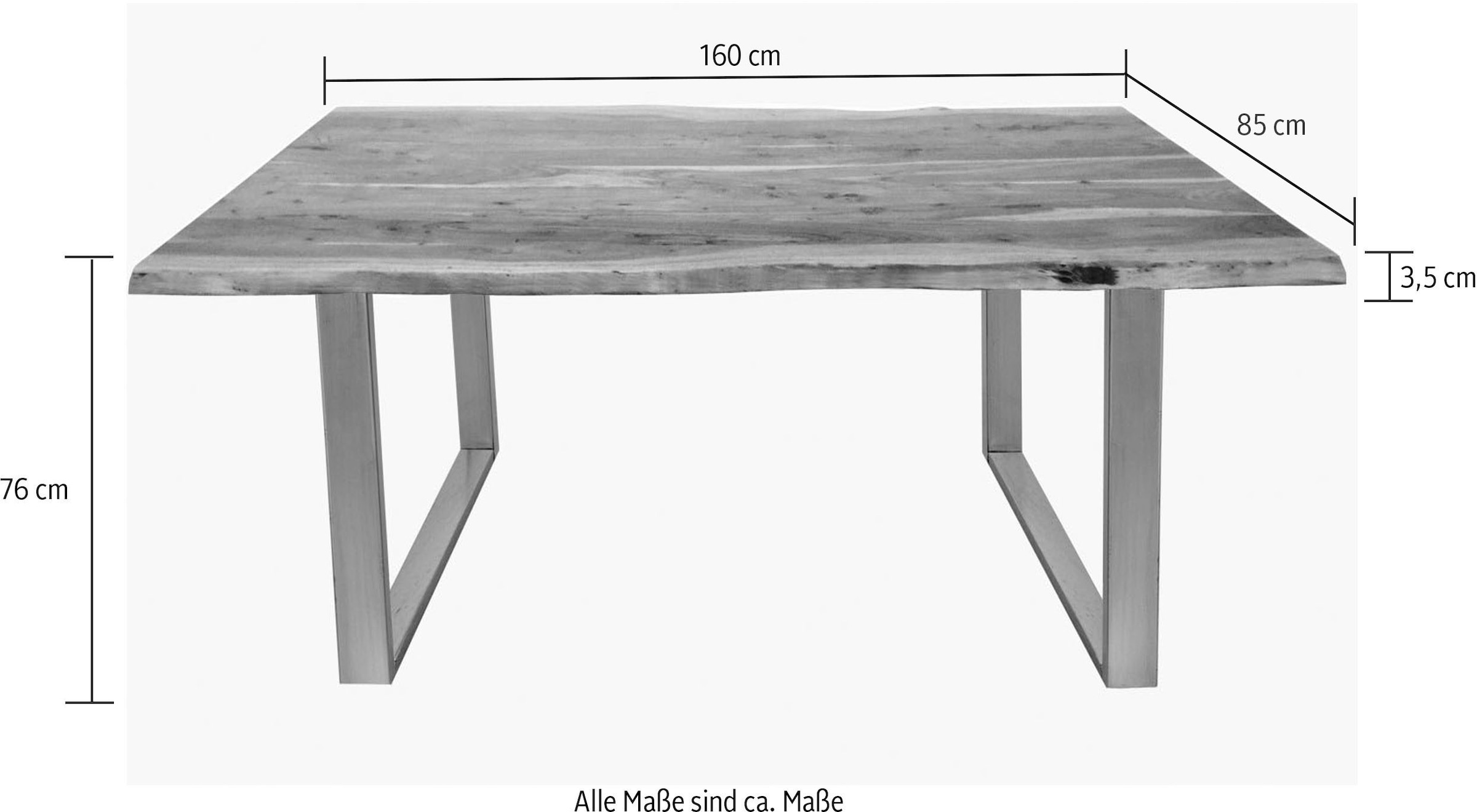 SIT Baumkantentisch, mit Baumkante wie gewachsen