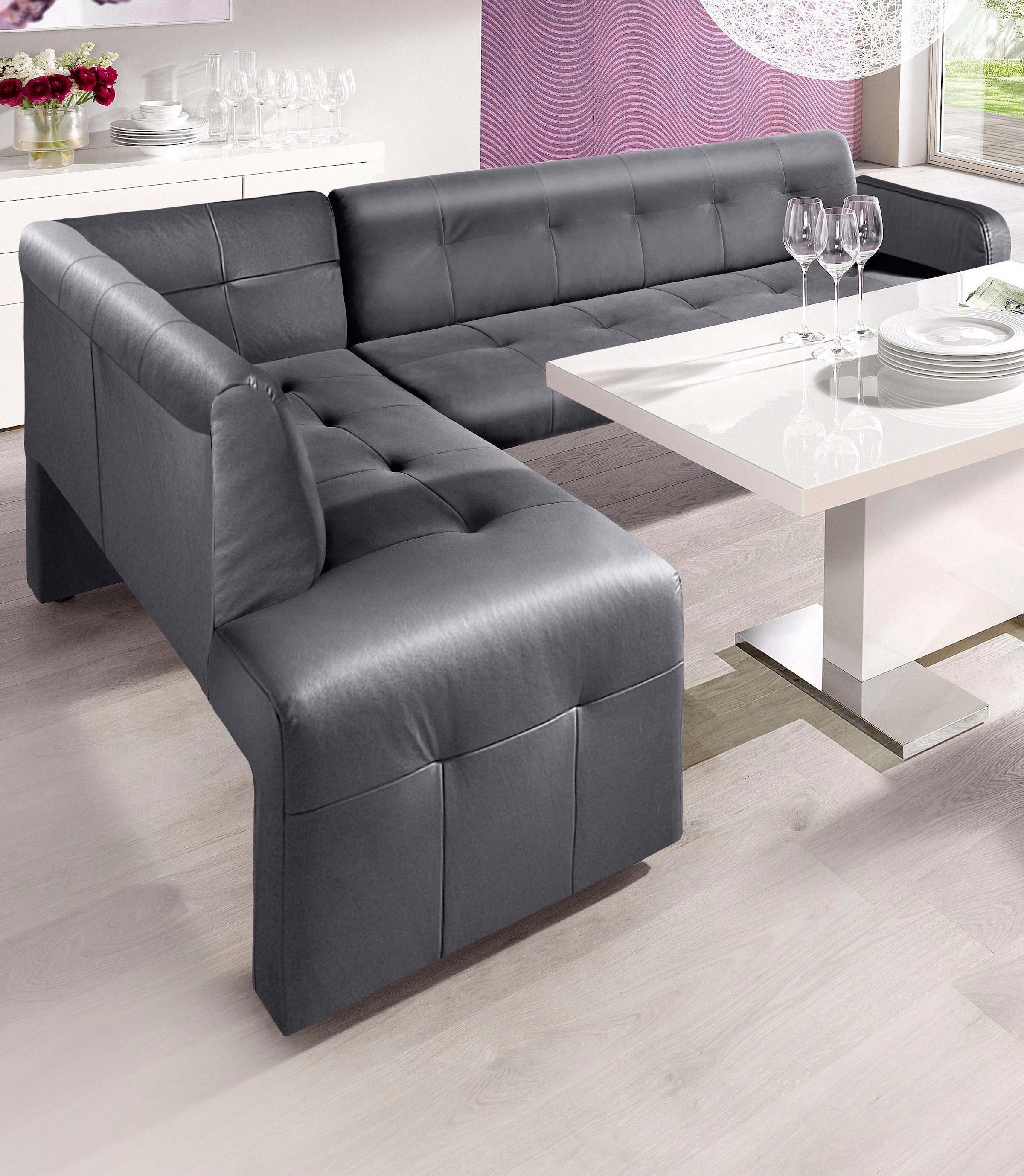 exxpo - sofa fashion Eckbank »Barista, bequem und elegant, hohe Bodenfreiheit«, moderne Sitz- und Rückenverarbeitung, frei im Raum stellbar