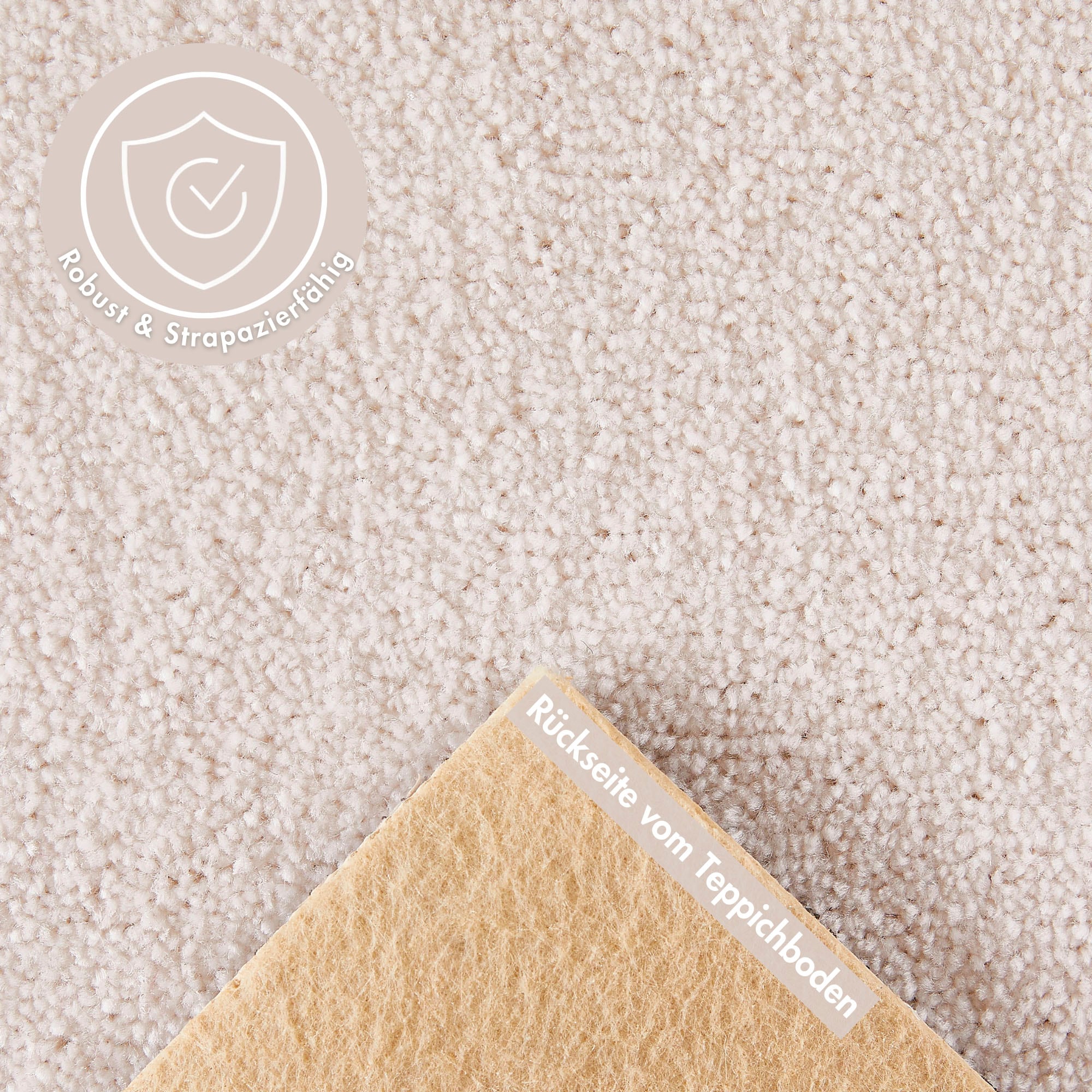Andiamo Teppichboden »Sophie, Frisee-Velours, Made in Netherlands«, rechteckig, 12 mm Höhe, Uni Farben, Breite 400 cm oder 500 cm, strapazierfähig & pflegeleicht