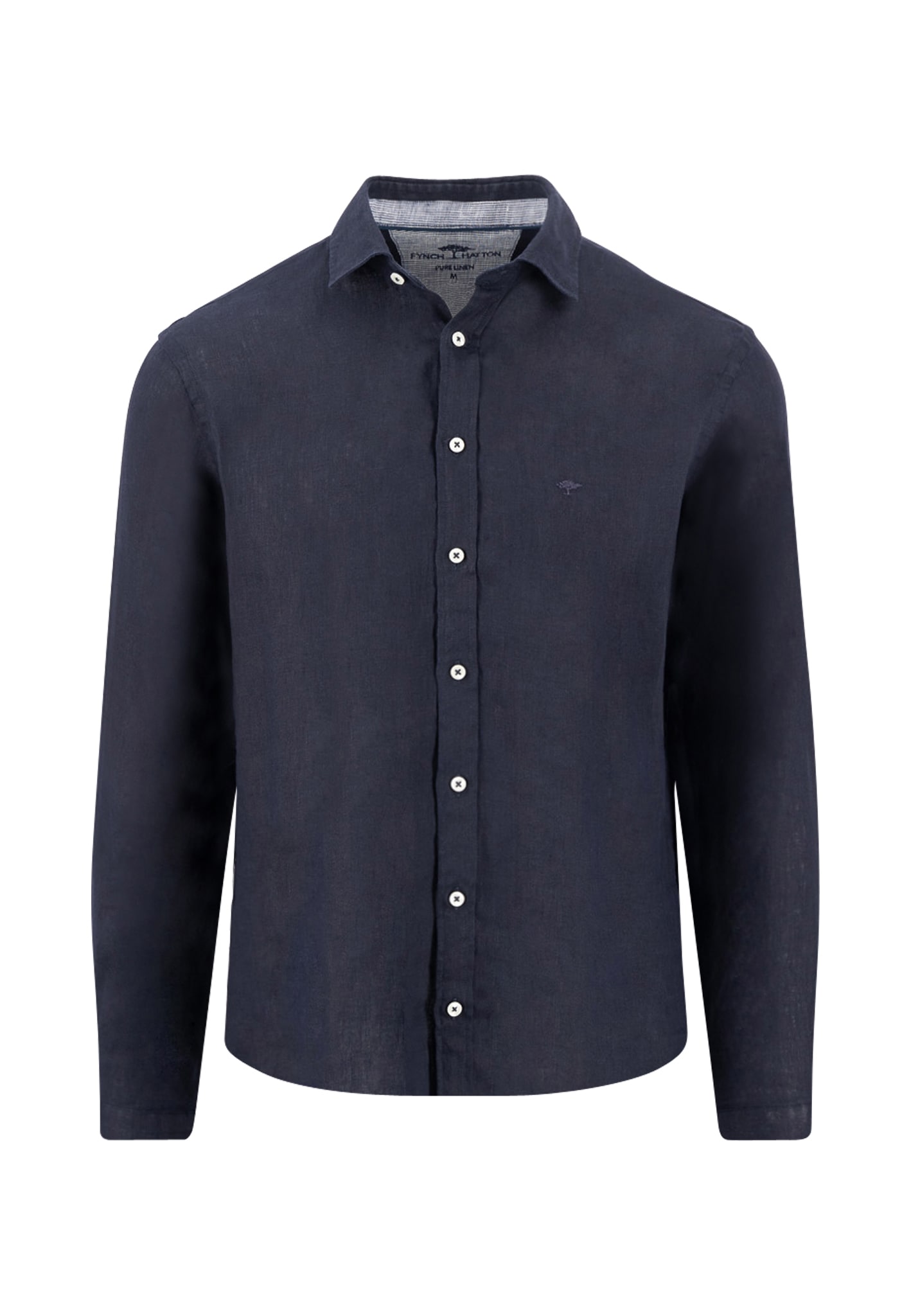 FYNCH-HATTON Leinenhemd mit Logo Stickerei