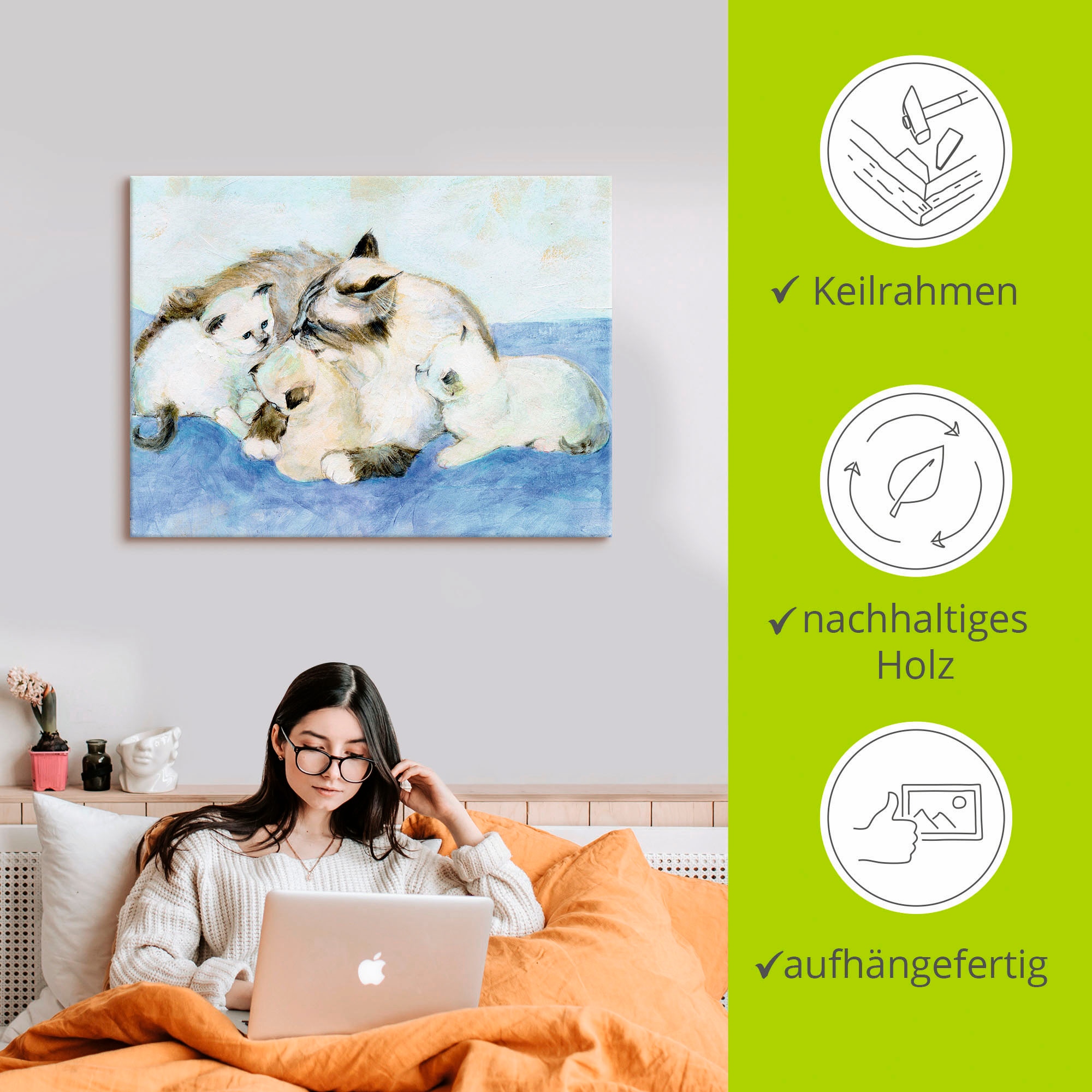 Artland Wandbild »Katzenfamilie«, Haustiere, (1 St.), als Leinwandbild, Wandaufkleber in verschied. Größen