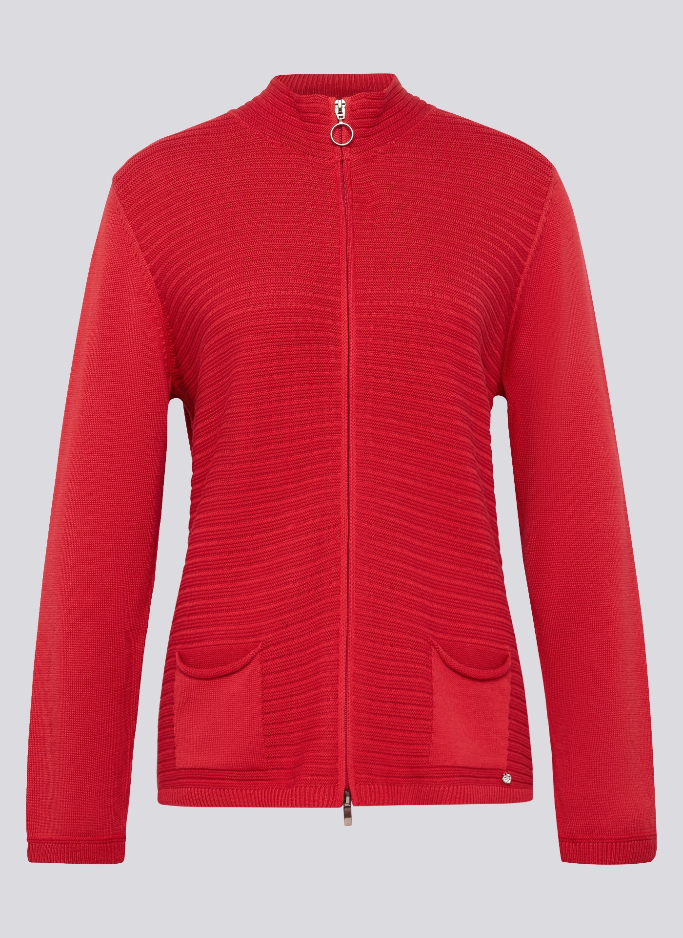 Rabe Strickjacke mit Reißverschluss und Stehkragen