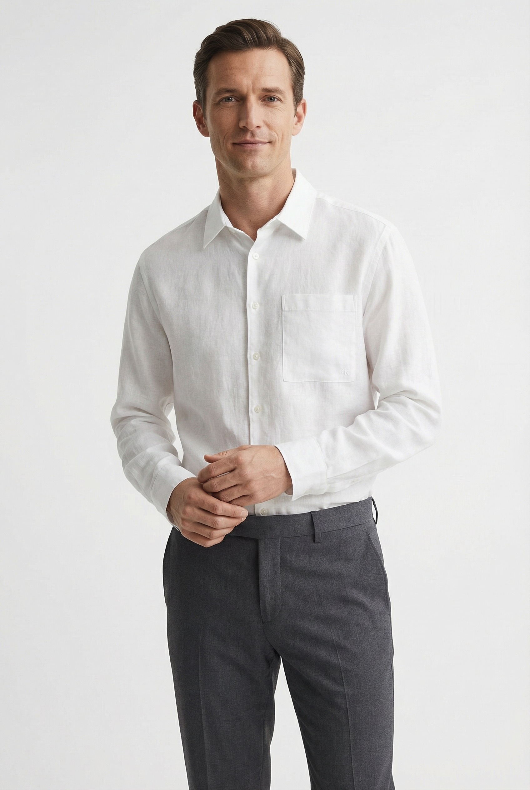 Calvin Klein Leinenhemd »SOLID LINEN CLASSIC« Kentkragen, Regular Fit, Leinen-Viskosemix