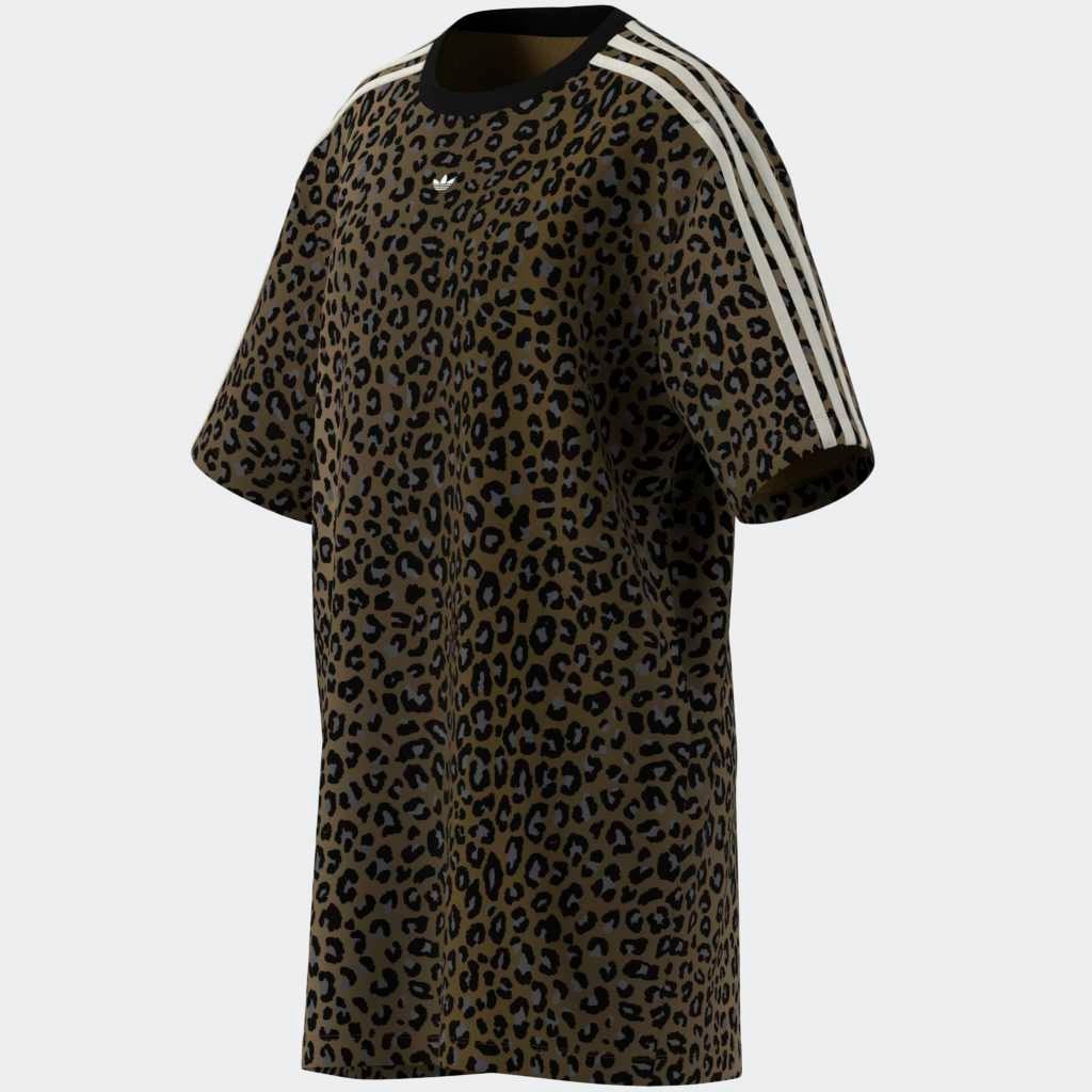 adidas Originals Shirtkleid »TEE DRESS«, (1 tlg.), Leoprint Shirtkleid, Dreiviertelarm, weite Passform