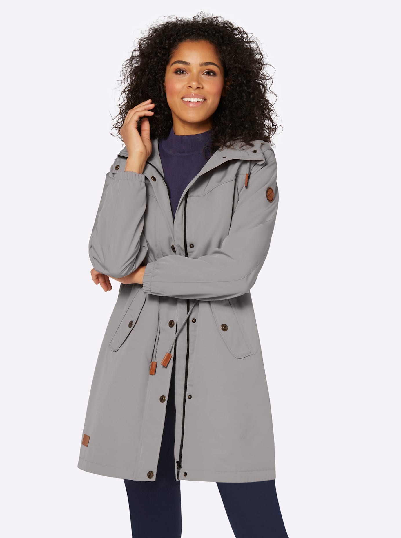 Casual Looks Damen Anorak mit Kapuze in grau, Größe 50