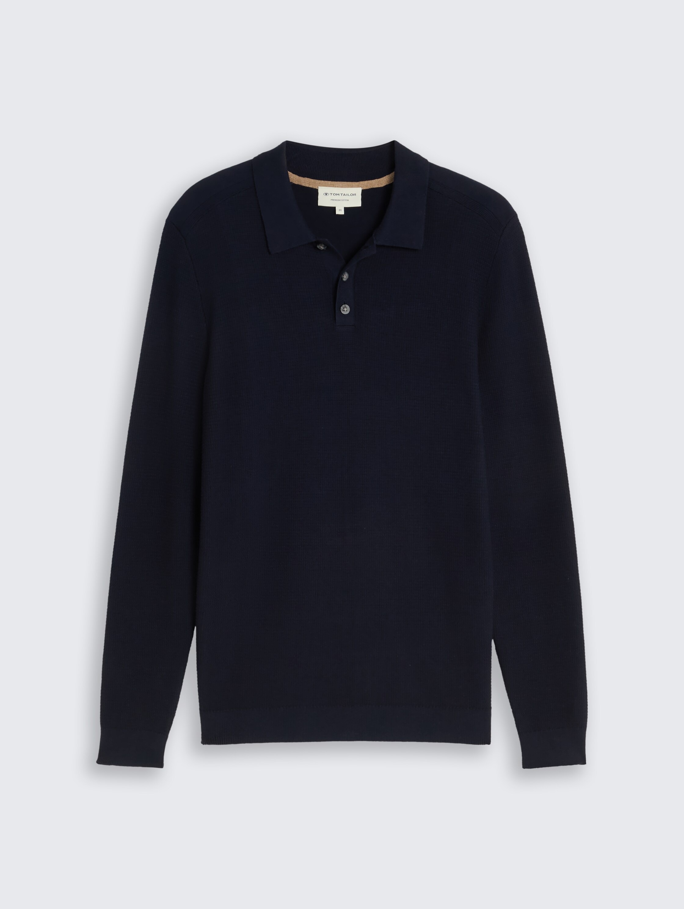 TOM TAILOR Polokragenpullover unifarben / Reine Baumwolle