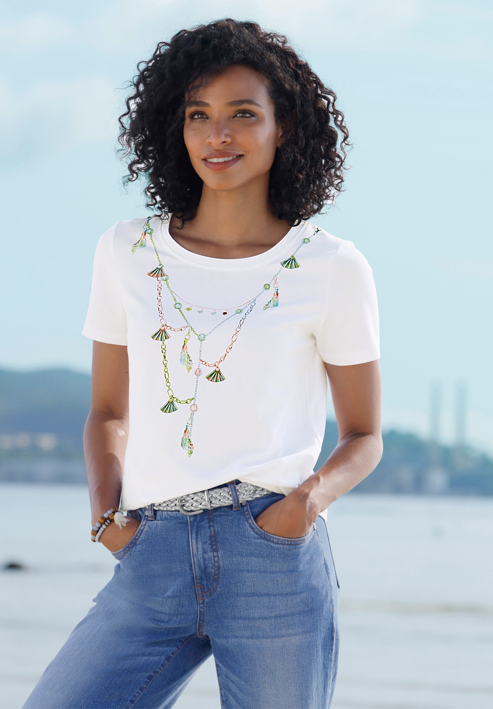 heine T-Shirt »T-Shirt Kurzarmshirt mit Ketten-Print«