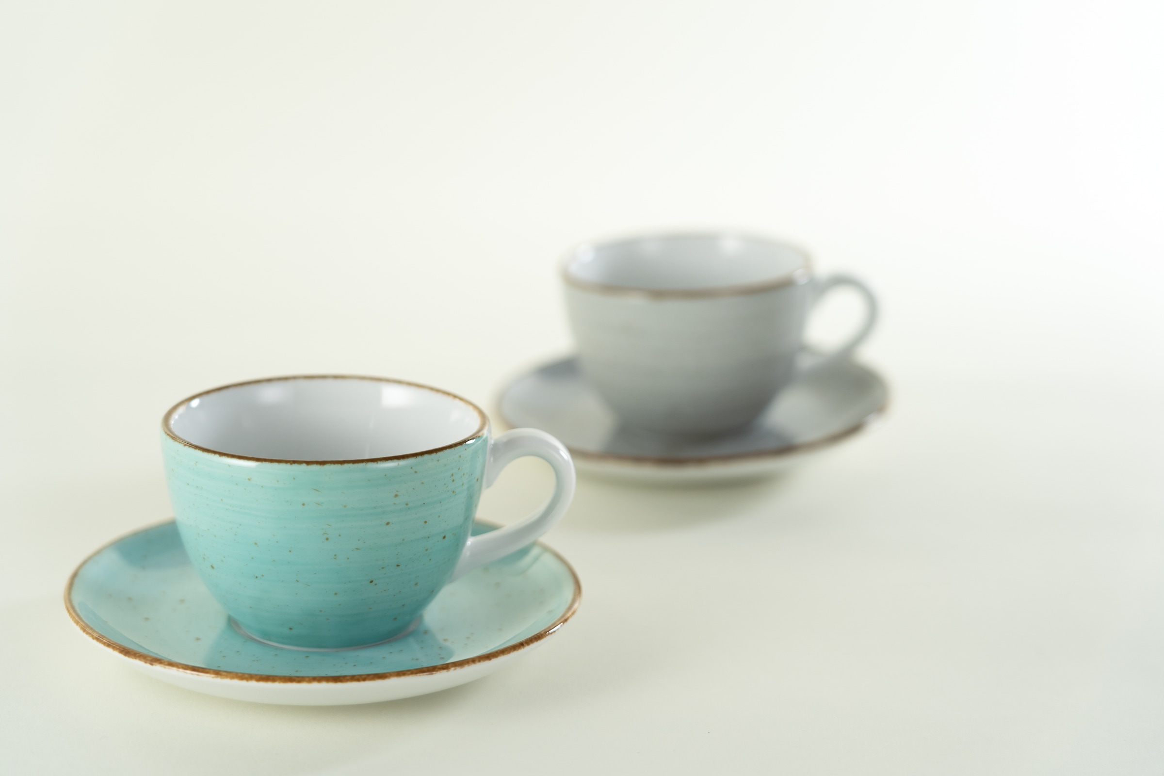 CreaTable Tasse »Vintage Nature Aqua, Kaffeetassen-Set, 8-tlg.« Handgemalt, Gesprenkelt, Rustikales Außenband