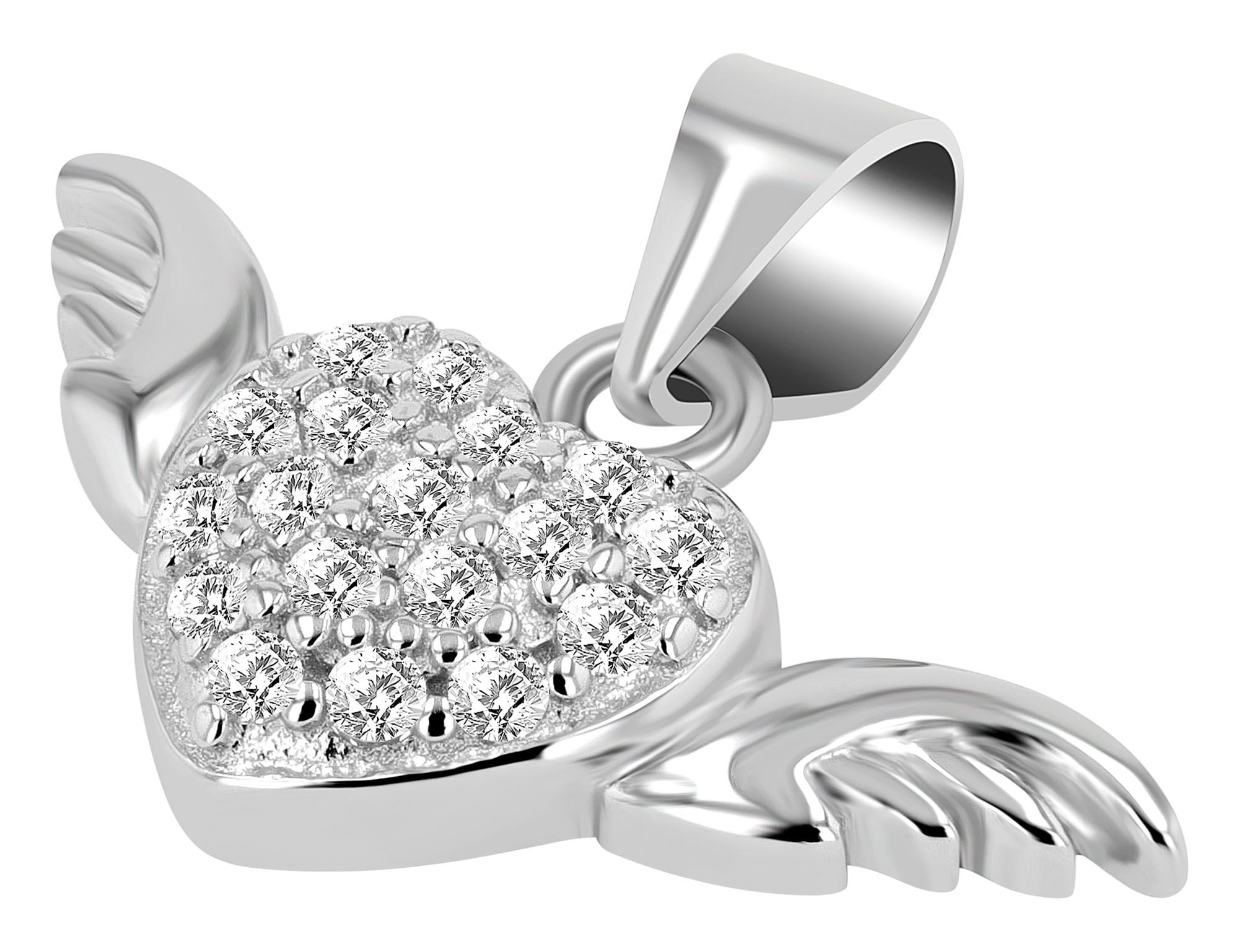 Adelia´s Herzanhänger »Damen Anhänger ¿ Flügel Herzanhänger aus 925 Silber mit Zirkonia«