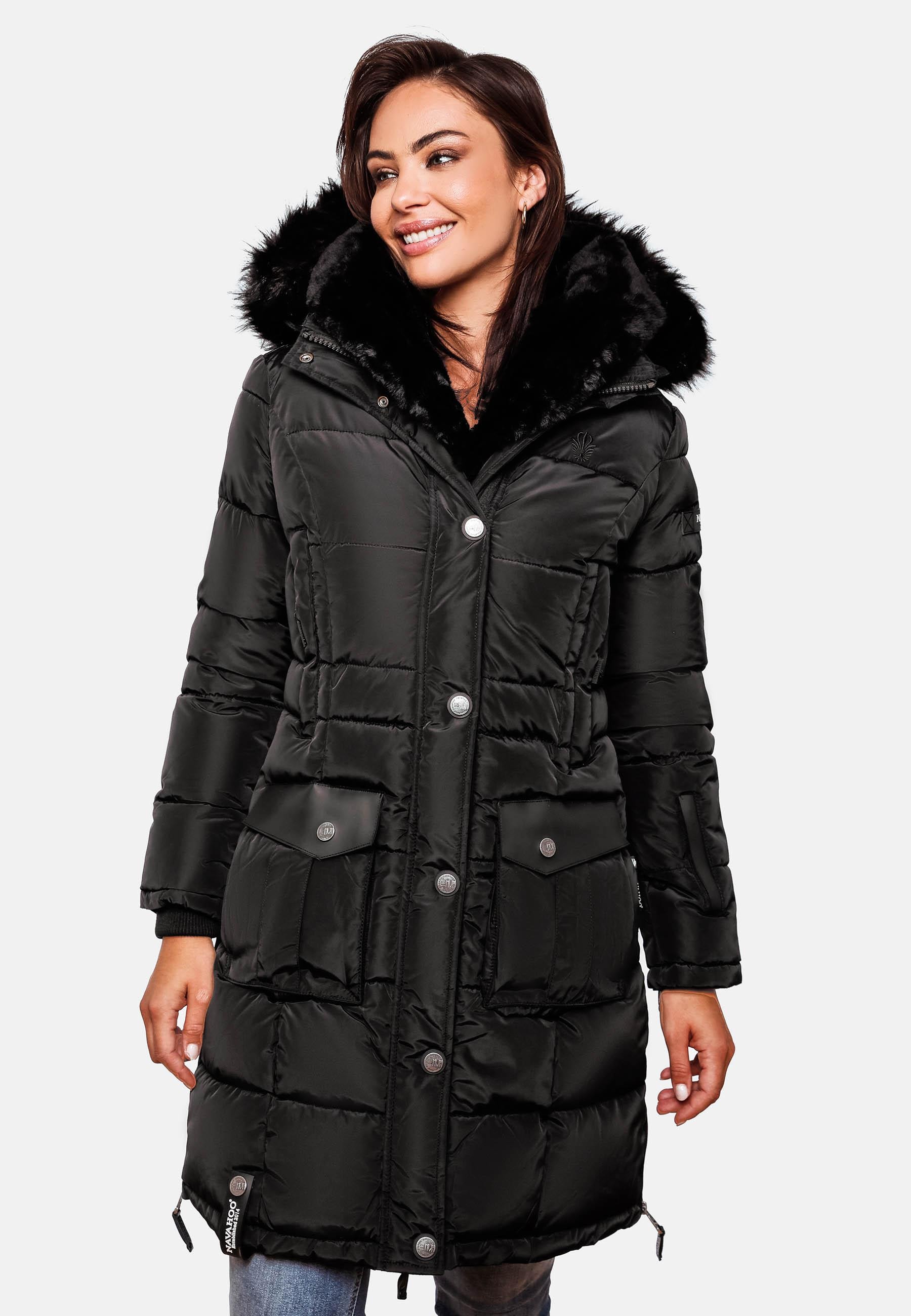 Navahoo Steppmantel »Steppmantel Sinja«, stylischer Winter Parka mit edlem Fellimitat