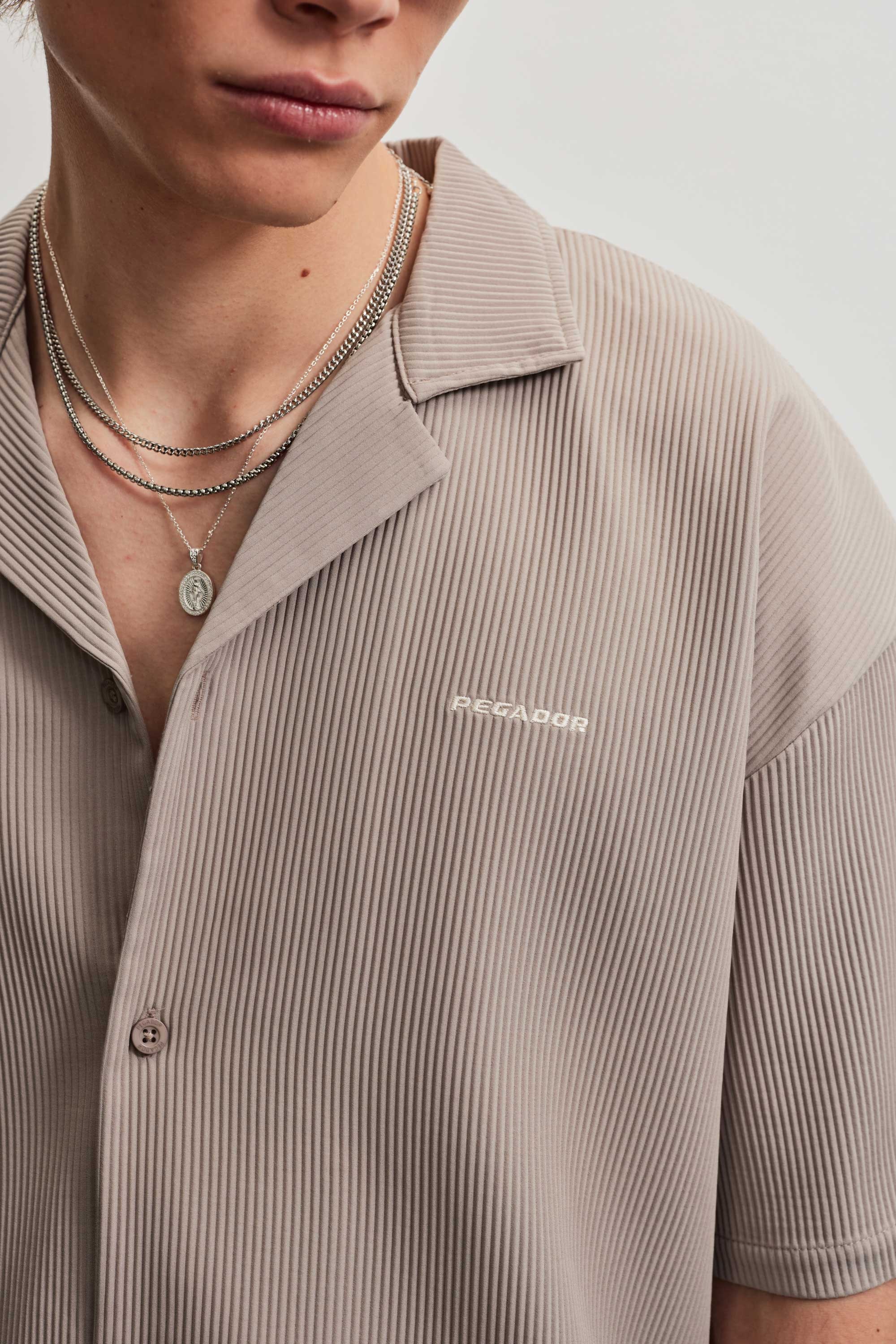 PEGADOR Kurzarmhemd »TROY PLISSEE SUMMER SHIRT« Baumwollmischung, regular fit