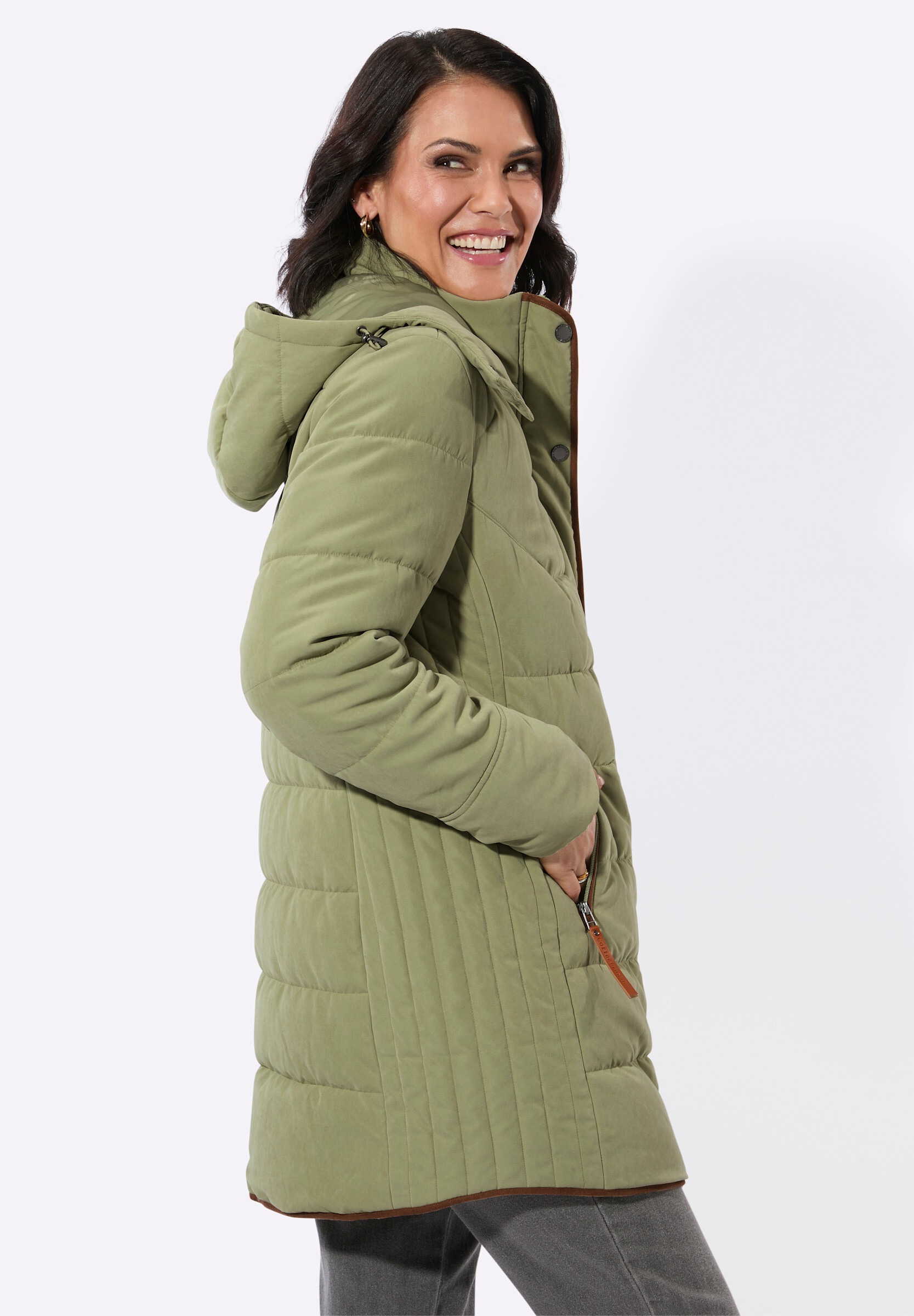 Witt Steppjacke »Steppjacke Longjacke mit Stehkragen und Kapuze« Abnehmbare Kapuze