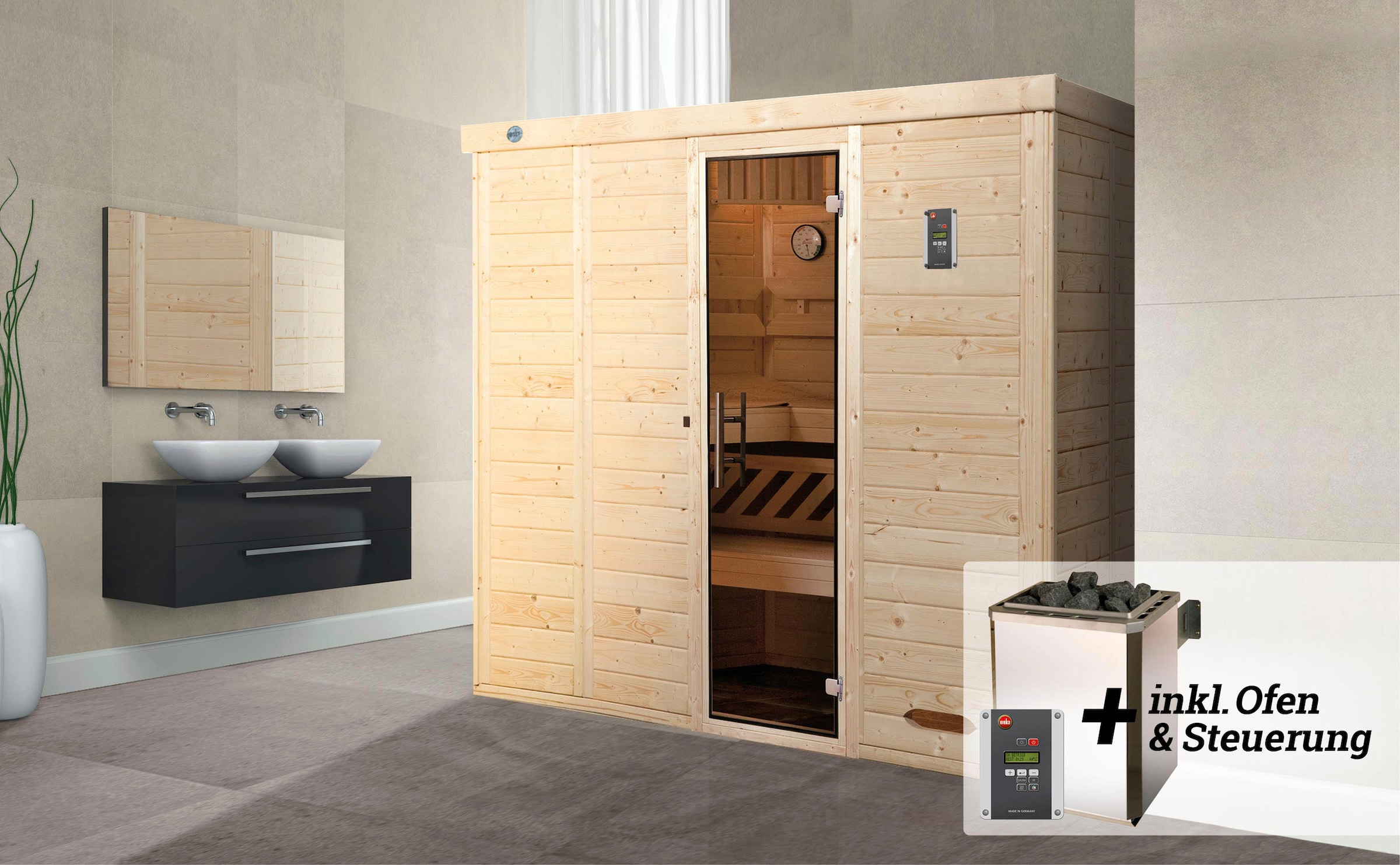 weka Sauna »Kemi«, 7,5 kW-Ofen mit digitaler Steuerung