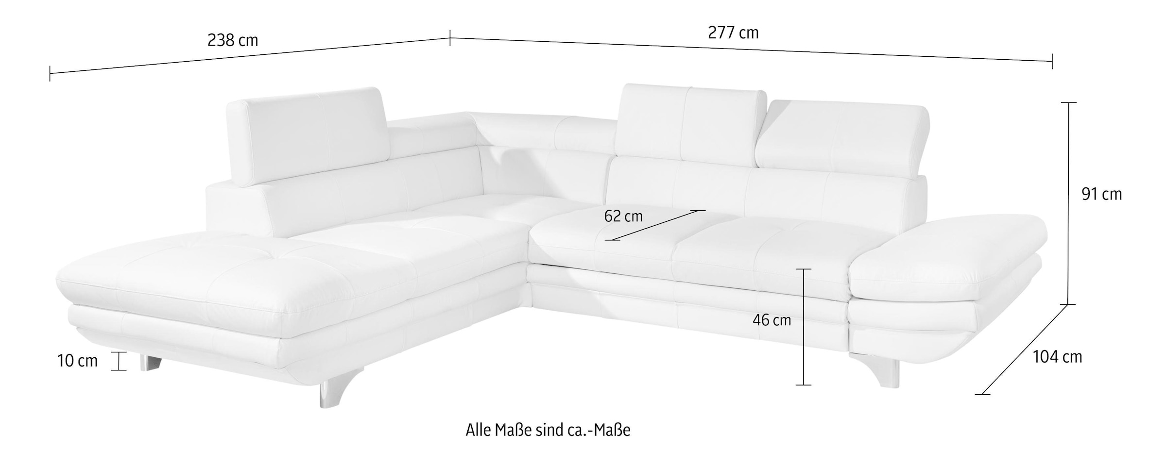 COTTA Ecksofa »Enterprise L-Form«, inklusive Kopfteilverstellung, wahlweise mit Bettfunktion