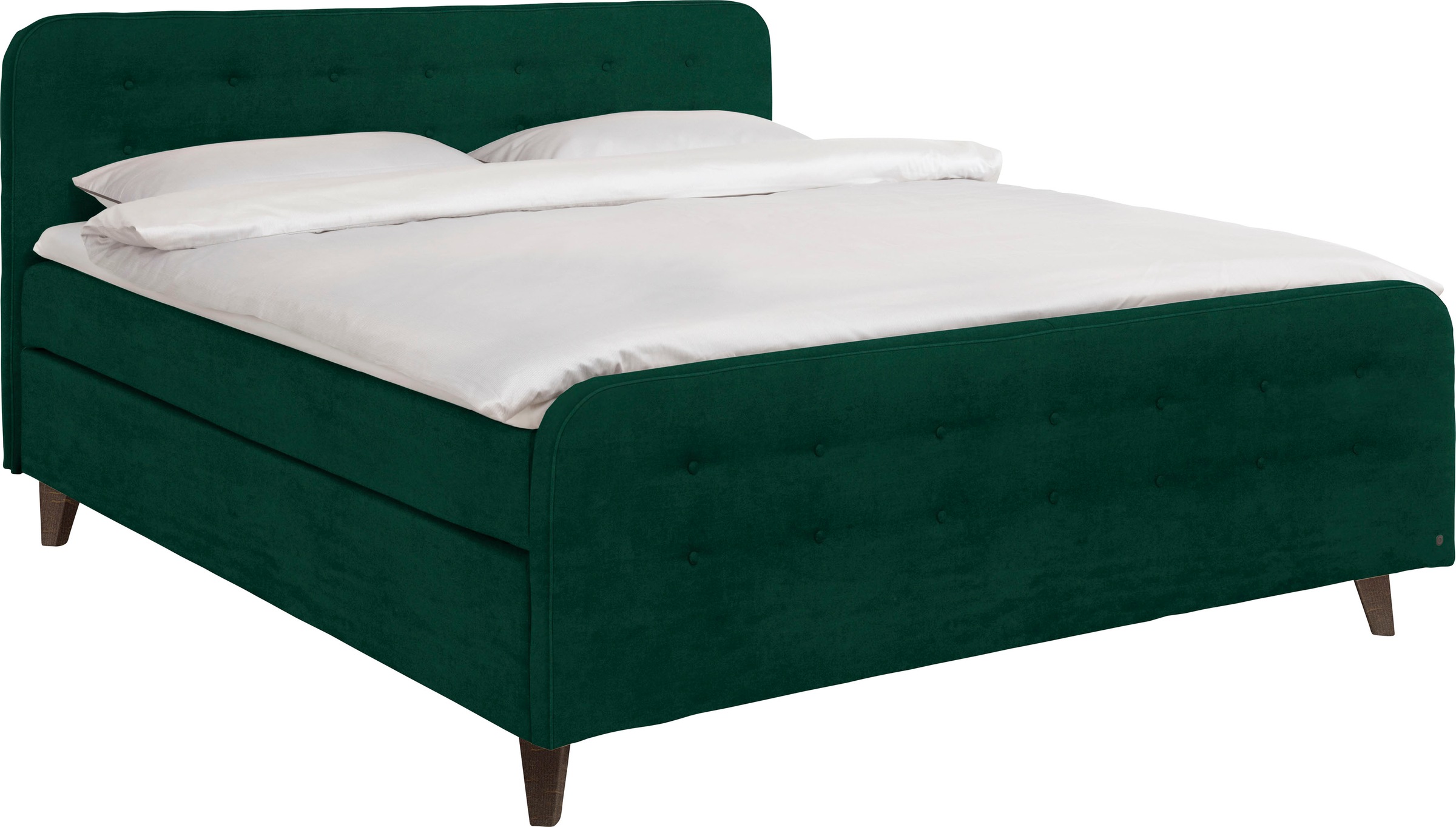 TOM TAILOR Boxspringbett »NORDIC BOX«, mit Knopfheftung im Kopfteil und Fußteil, Füße wengefarben