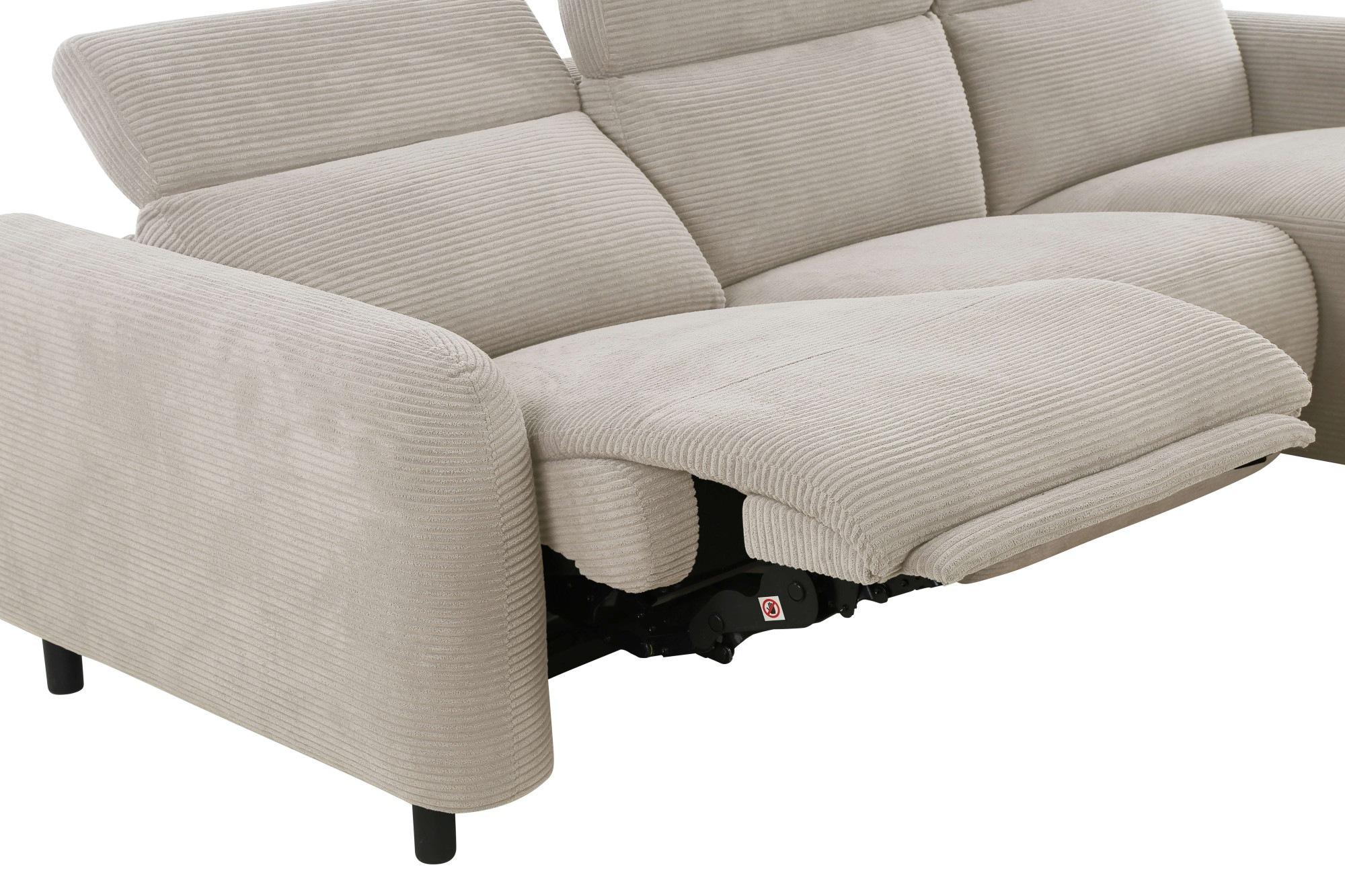 Home affaire Ecksofa »SKAANE in Cord, L-Form, 274 cm, manuelle u. elektrische Funktion,«, rundes Design, Kopfteilverstellung, Federkernpolsterung