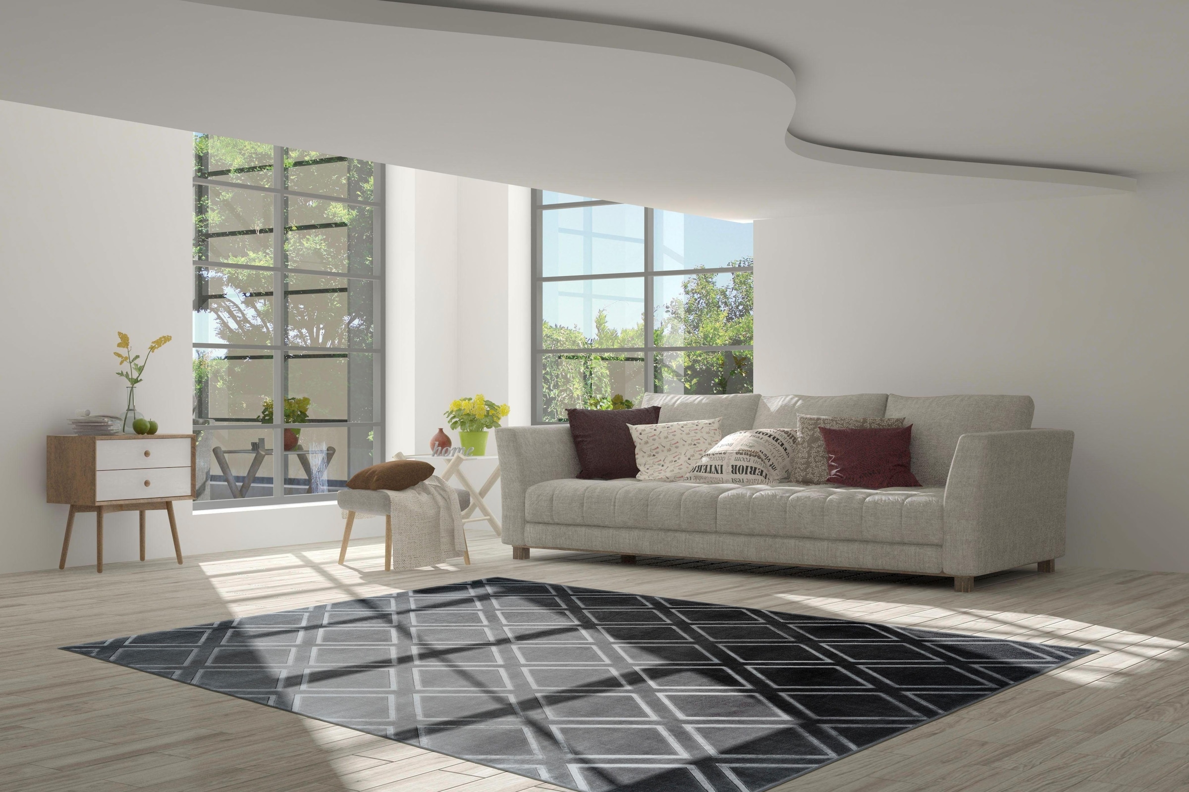 calo-deluxe Teppich »Latemar 400«, rechteckig, 7 mm Höhe, Hoch -Tief Struktur, Wohnzimmer