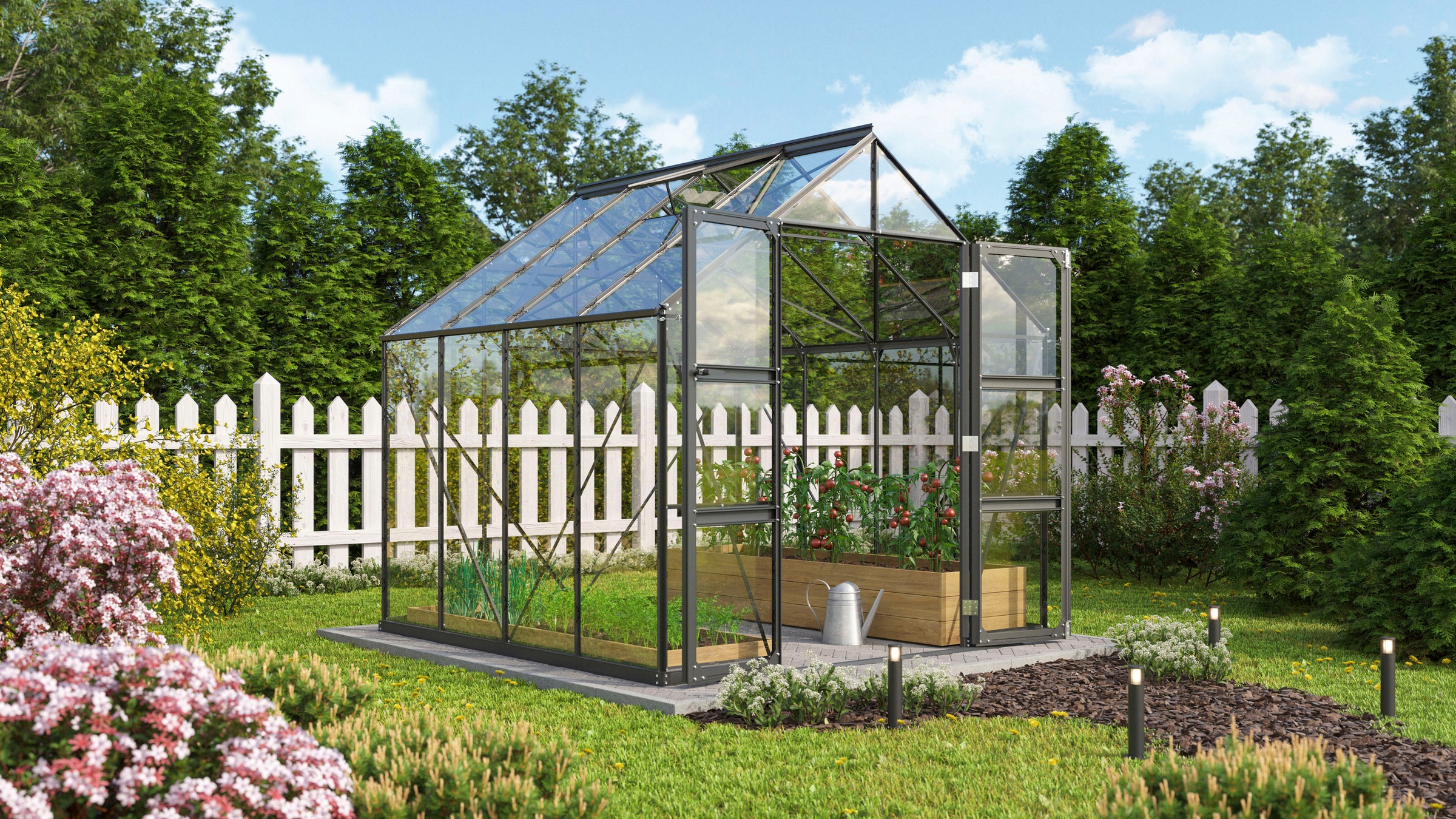 Vitavia Gewächshaus »Domus 6700« Doppelschwingtüren und bodentiefer Türschwelle, 3 mm Sicherheitsglas