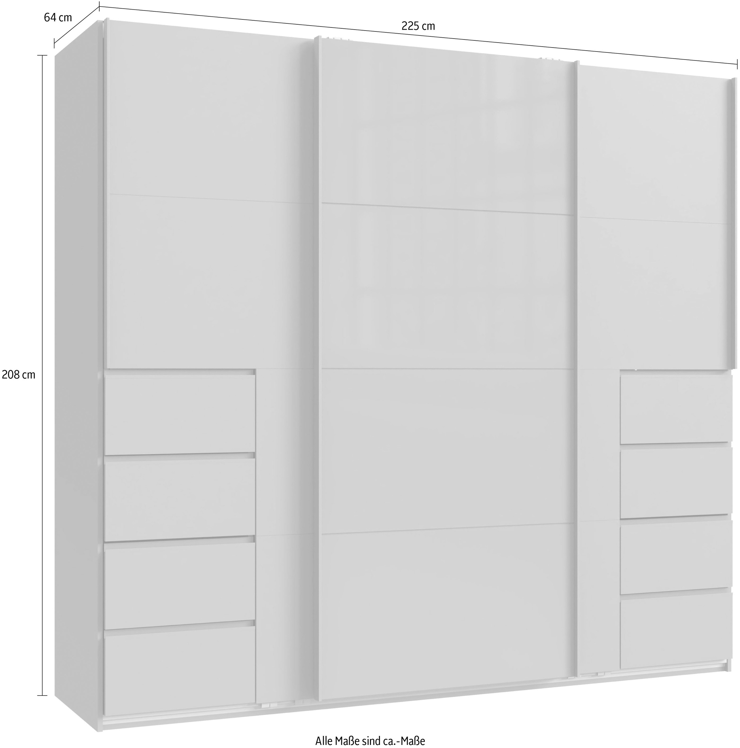 Wimex Schwebetürenschrank »Bali in den Breiten 225cm & 270cm, Kleiderschrank mit Glaselement« Schrank mit 3 Türen, in den Farben: grafit oder saharagrau erhältlich