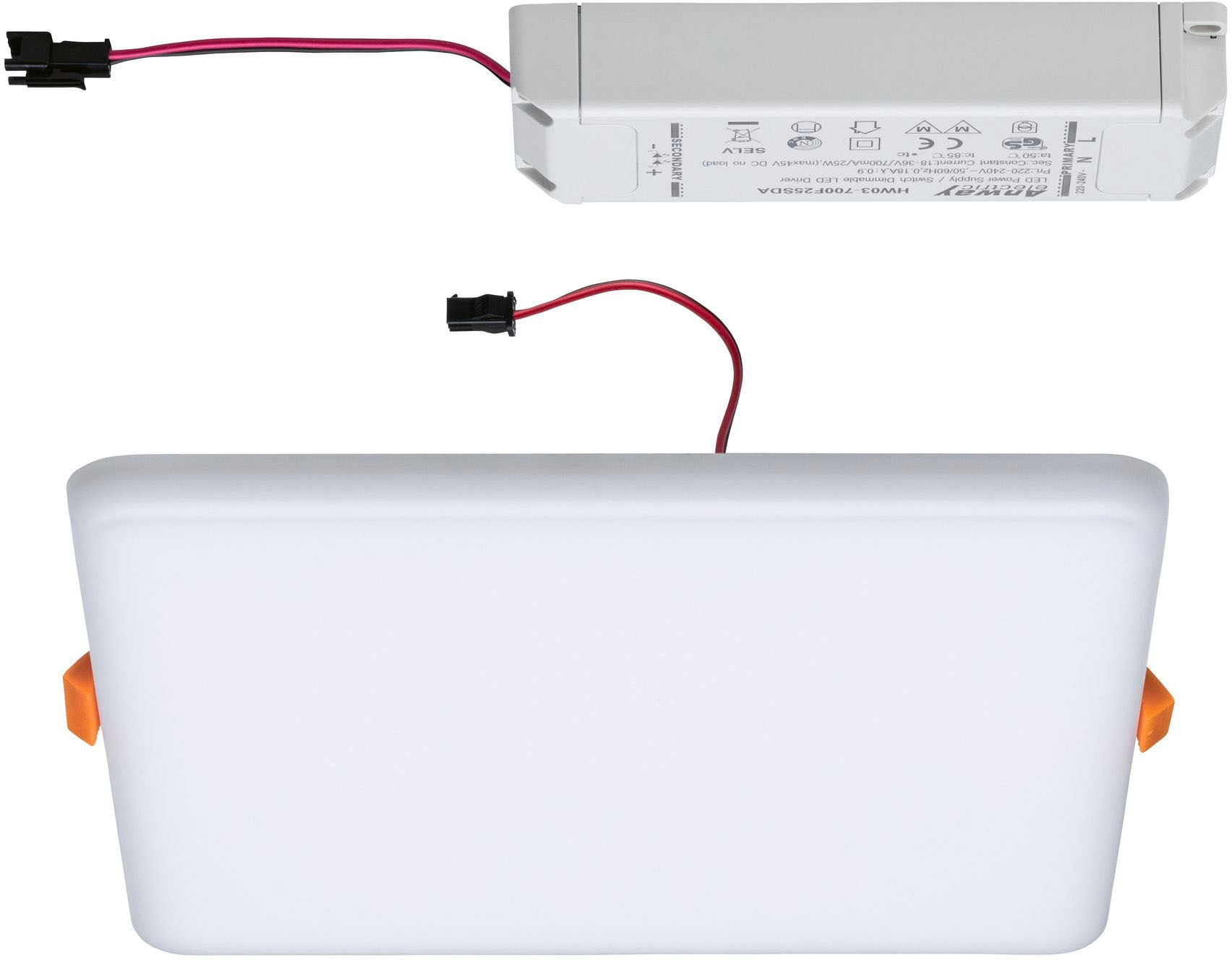 Paulmann LED Einbauleuchte »Veluna VariFit IP44 3-Stufen-dimmbar eckig 185x185mm 17W 3.000K Satin«, 1 flammig, LED Einbaupanel IP44 3-Stufen-dimmbar eckig 185x185mm 17W 3.000K Satin